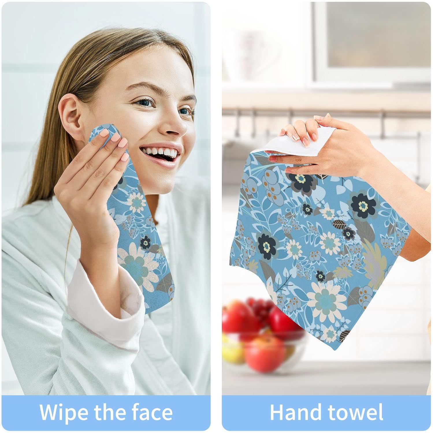 YETTASBIN Abstract Flowers Washcloths 2 Pack