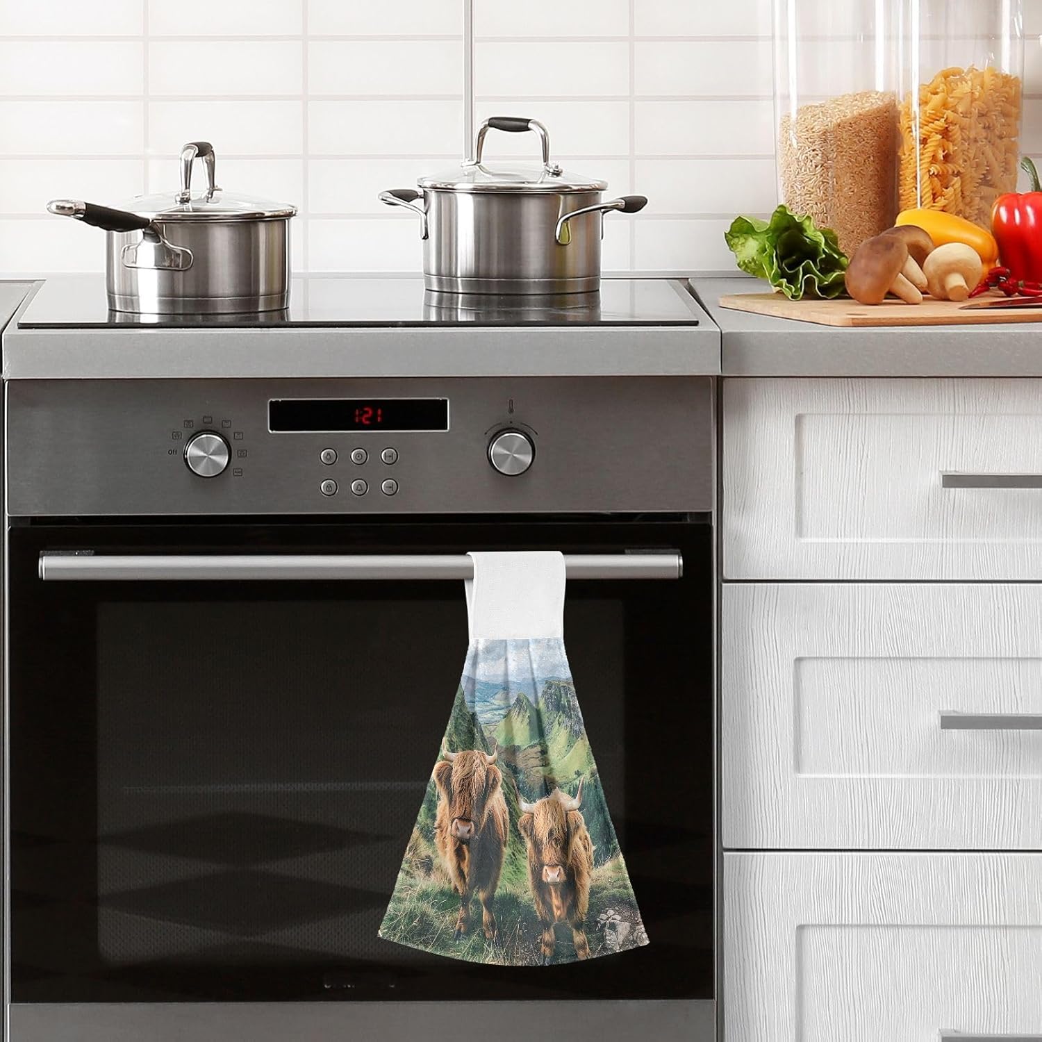Highland Cows Kitchen Towel Hanging Loop