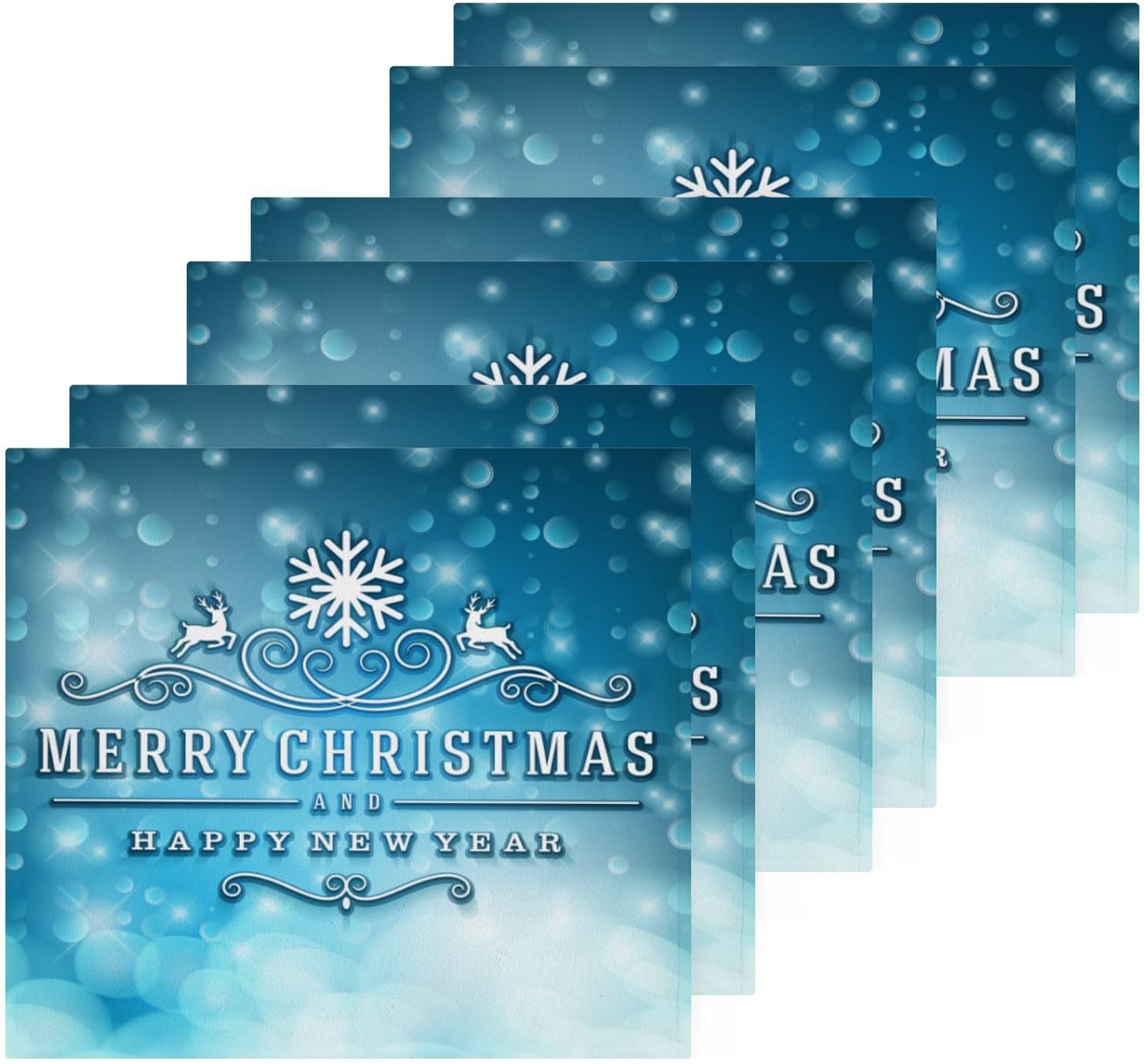 Merry Christmas Blue Washcloths 2 Pack Soft Absorbent Reusable Baby Face Towels