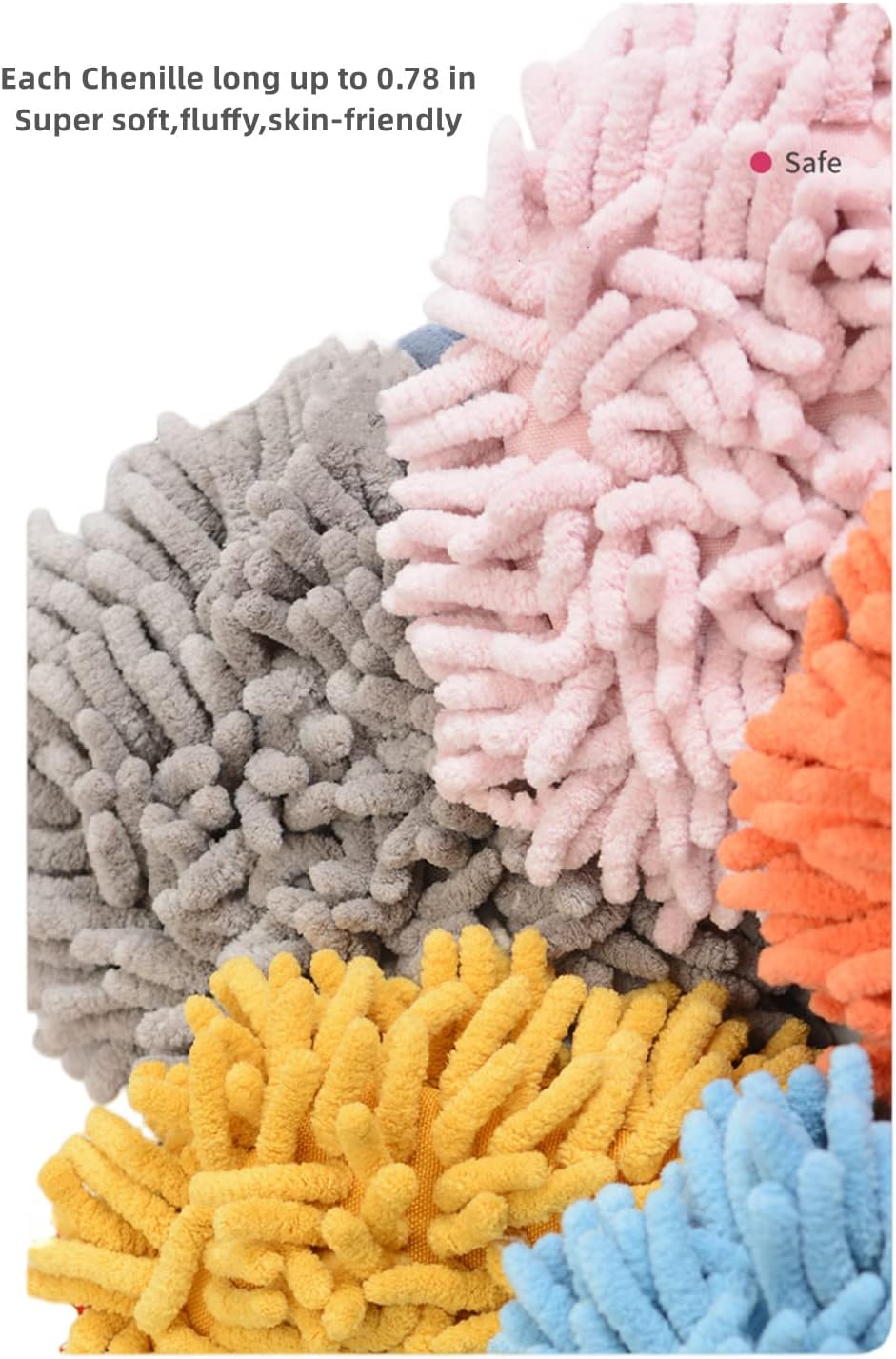Cute Fuzzy Chenille Hand Towels with Hanging Loops Perfect for Kitchen Bathroom