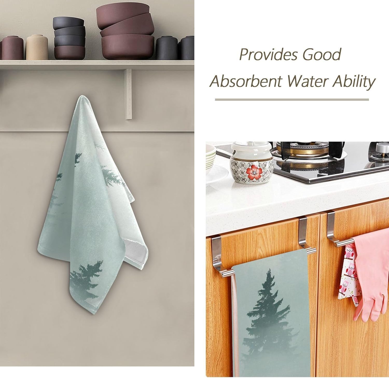 Senya Tree Forest Tile Cotton Hand Towels 30x15