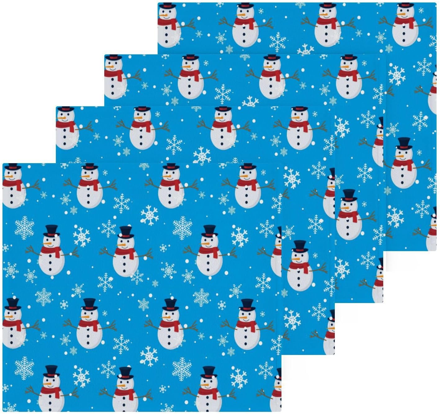 Christmas Snowman Washcloth Set - Soft Reusable Washable for Home Kitchen