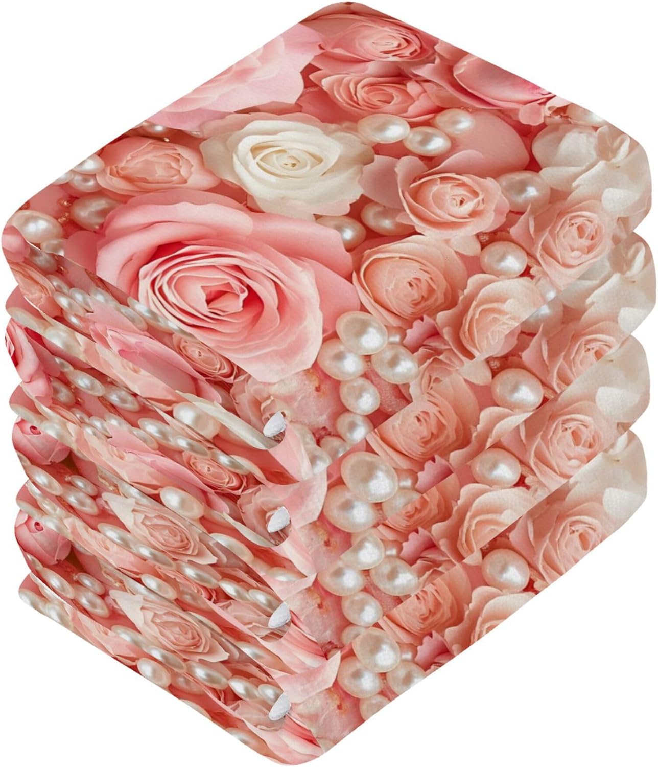 Xigua Roses and Pearls Washcloths Set of 2 1