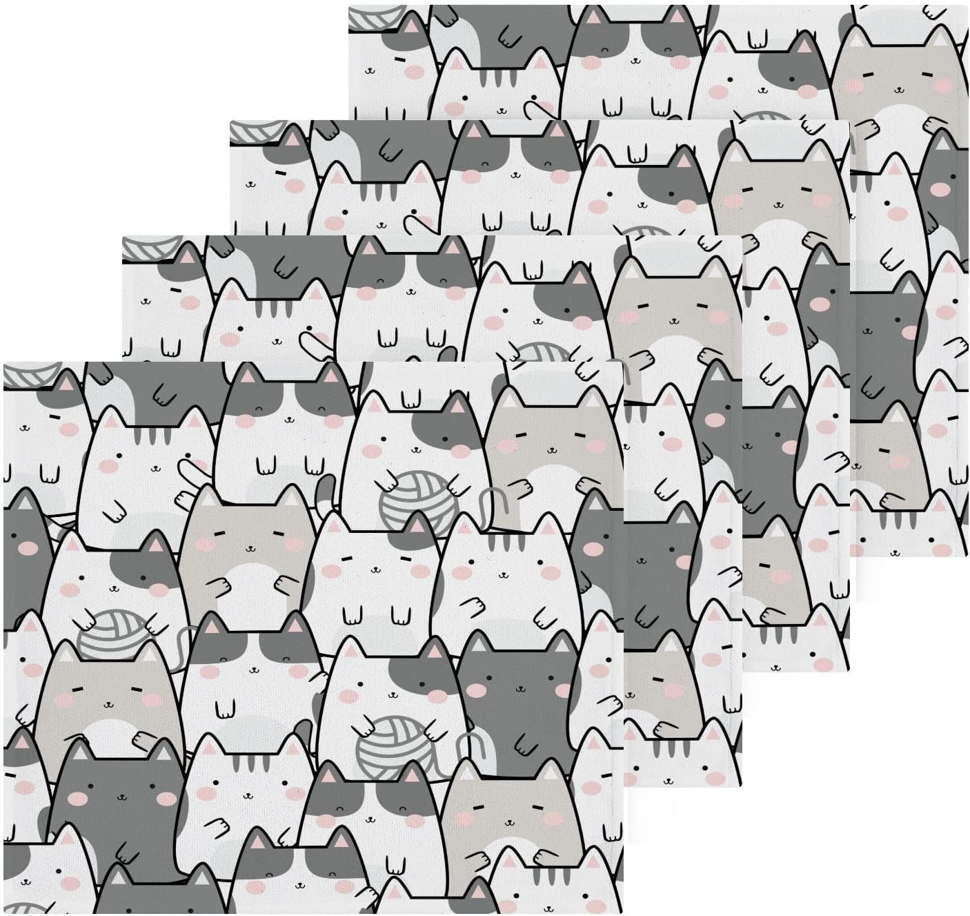 Burbuja Kawaii Cute Cats 4 Pack Washcloths