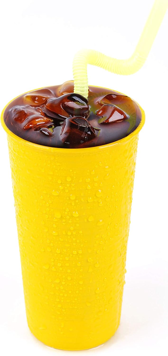Mintra Home Reusable Plastic Cups 28 Ounce Tumbler - Yellow - Pack of 6