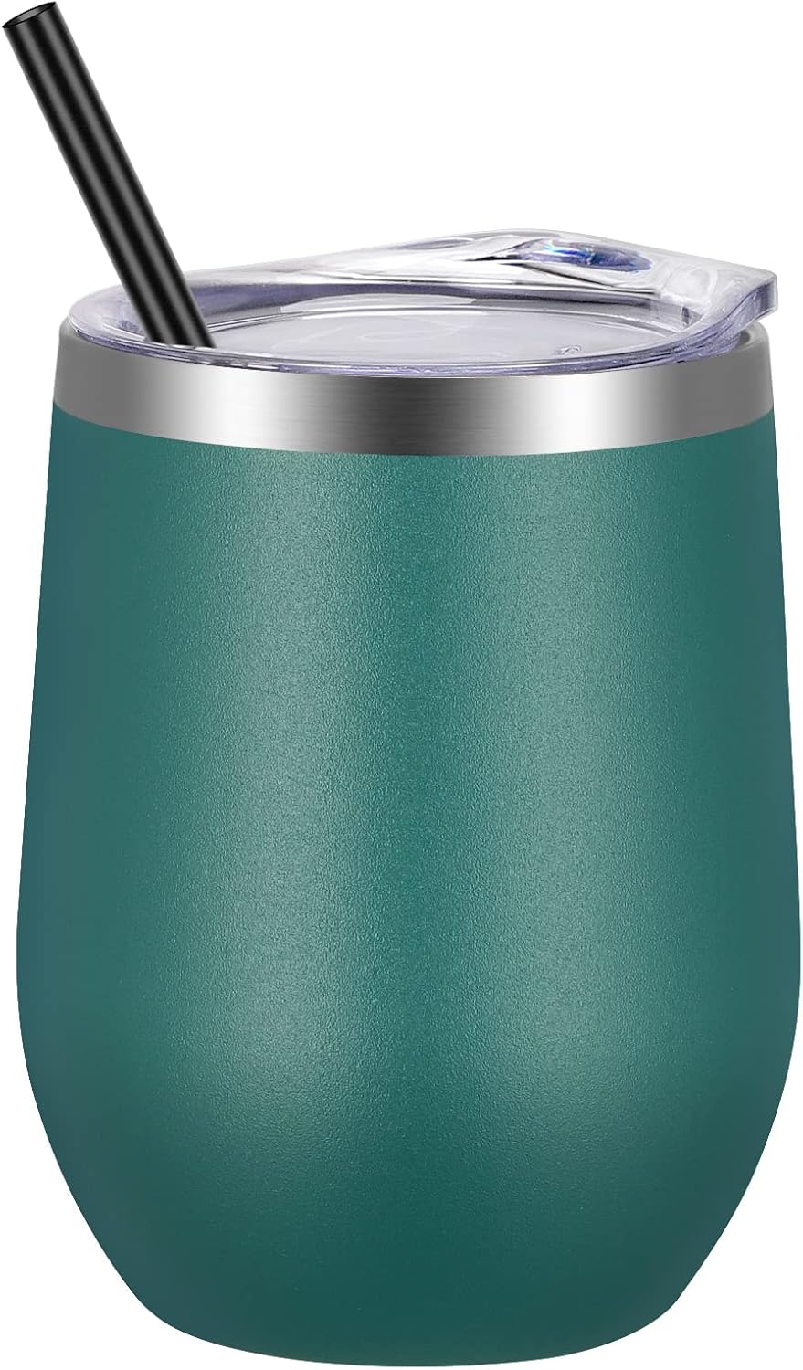 VEGOND Double Wall Stainless Steel Wine Tumbler with Lid and Straw