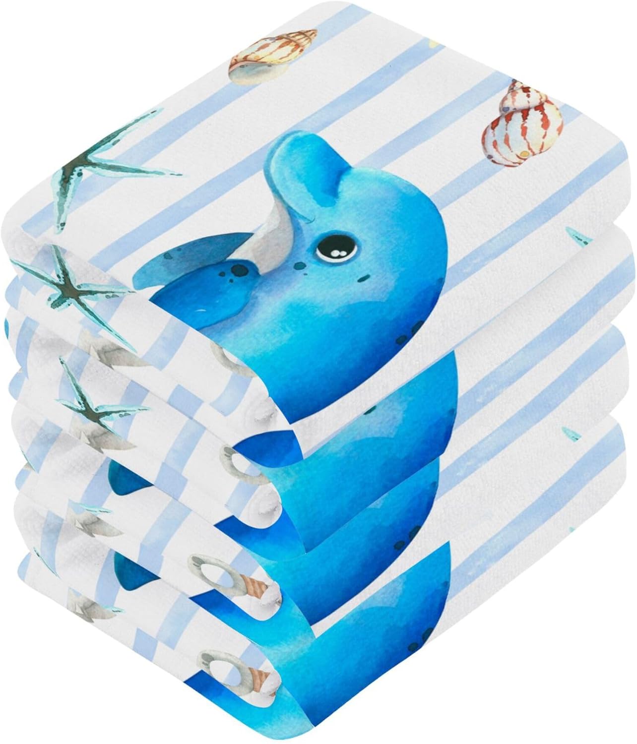 Xigua Cute Dolphin Washcloths Set of 2 12x12 Inch