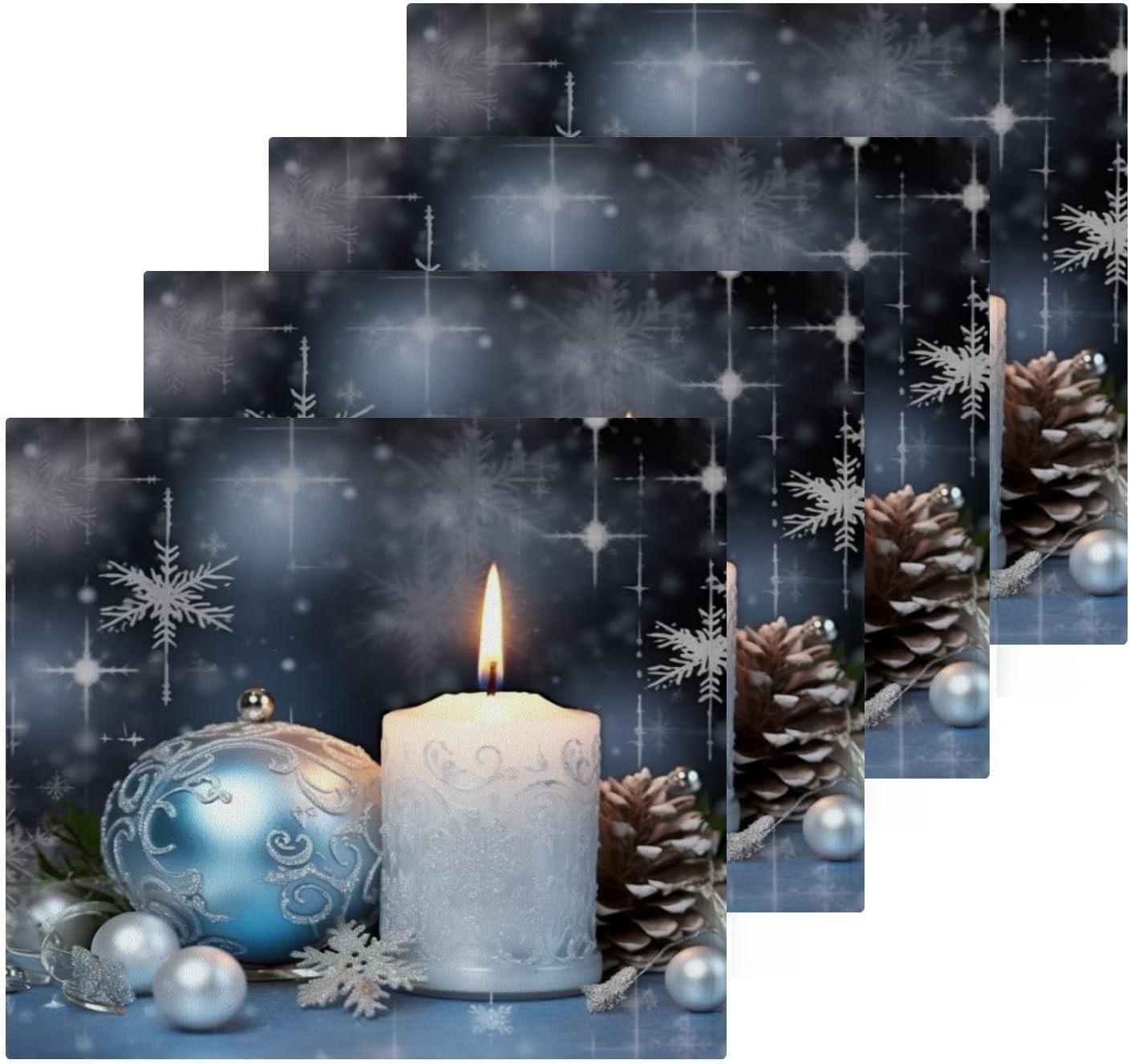 Christmas Candle Washcloths 2 Pack Soft Reusable Face Towels