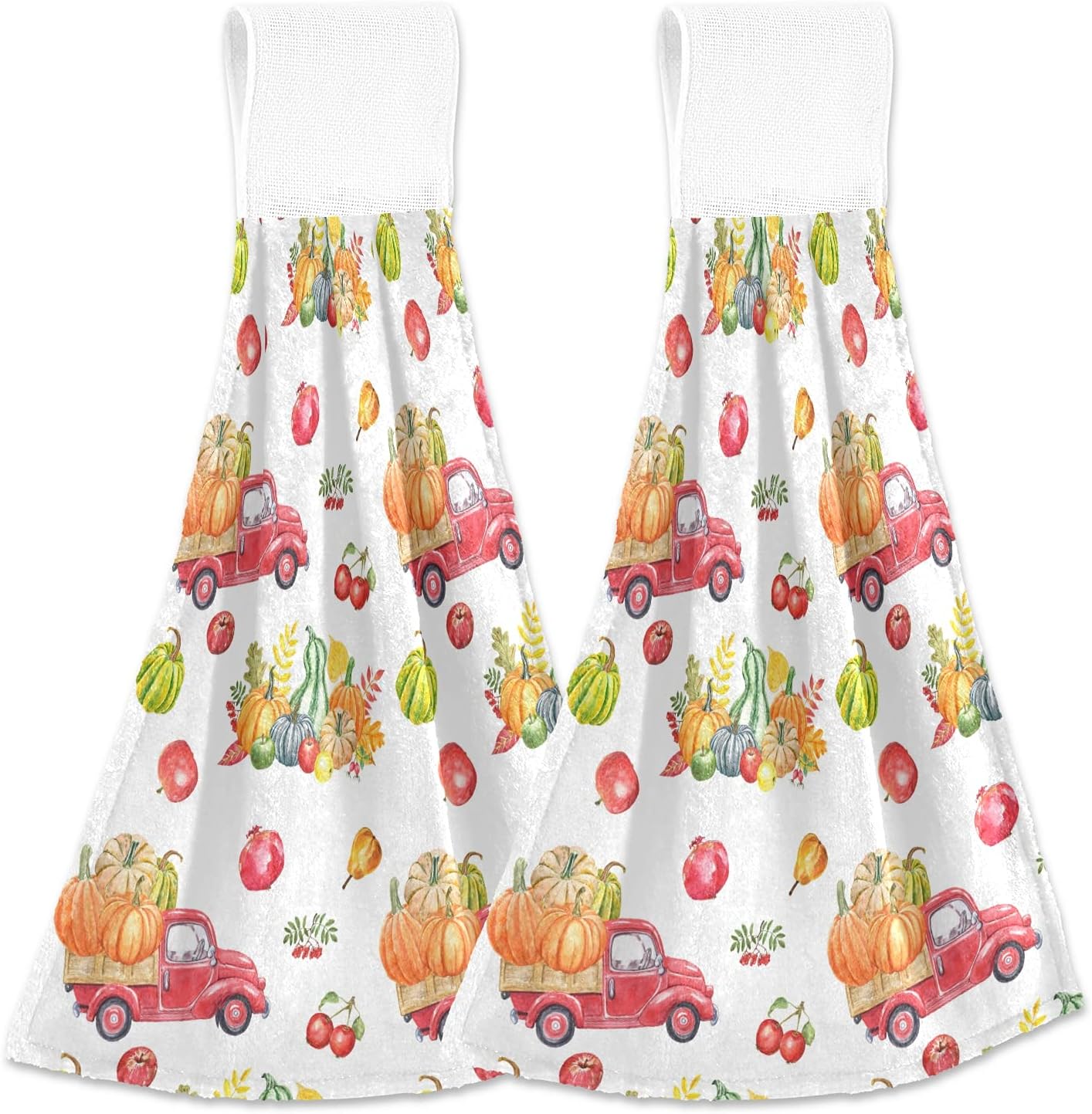 Fall Harvest Red Truck Hand Towels Set of 2
