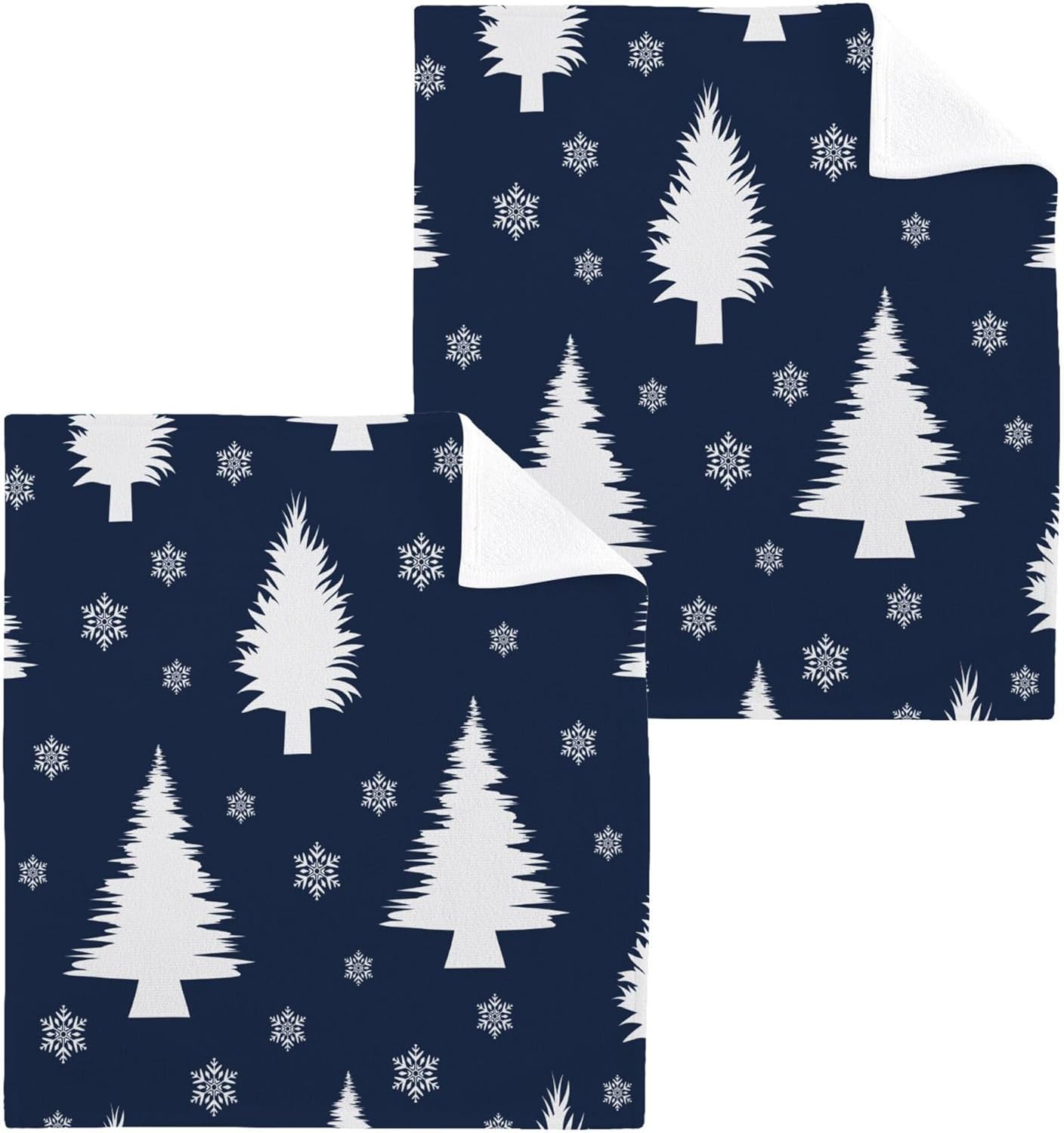 Xigua Christmas Trees Washcloths Set of 2 12x12 Inch 1