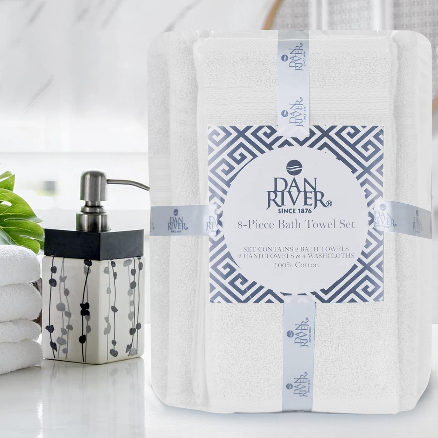Elegant 8-Piece Cotton Towel Set Soft Absorbent Machine Washable
