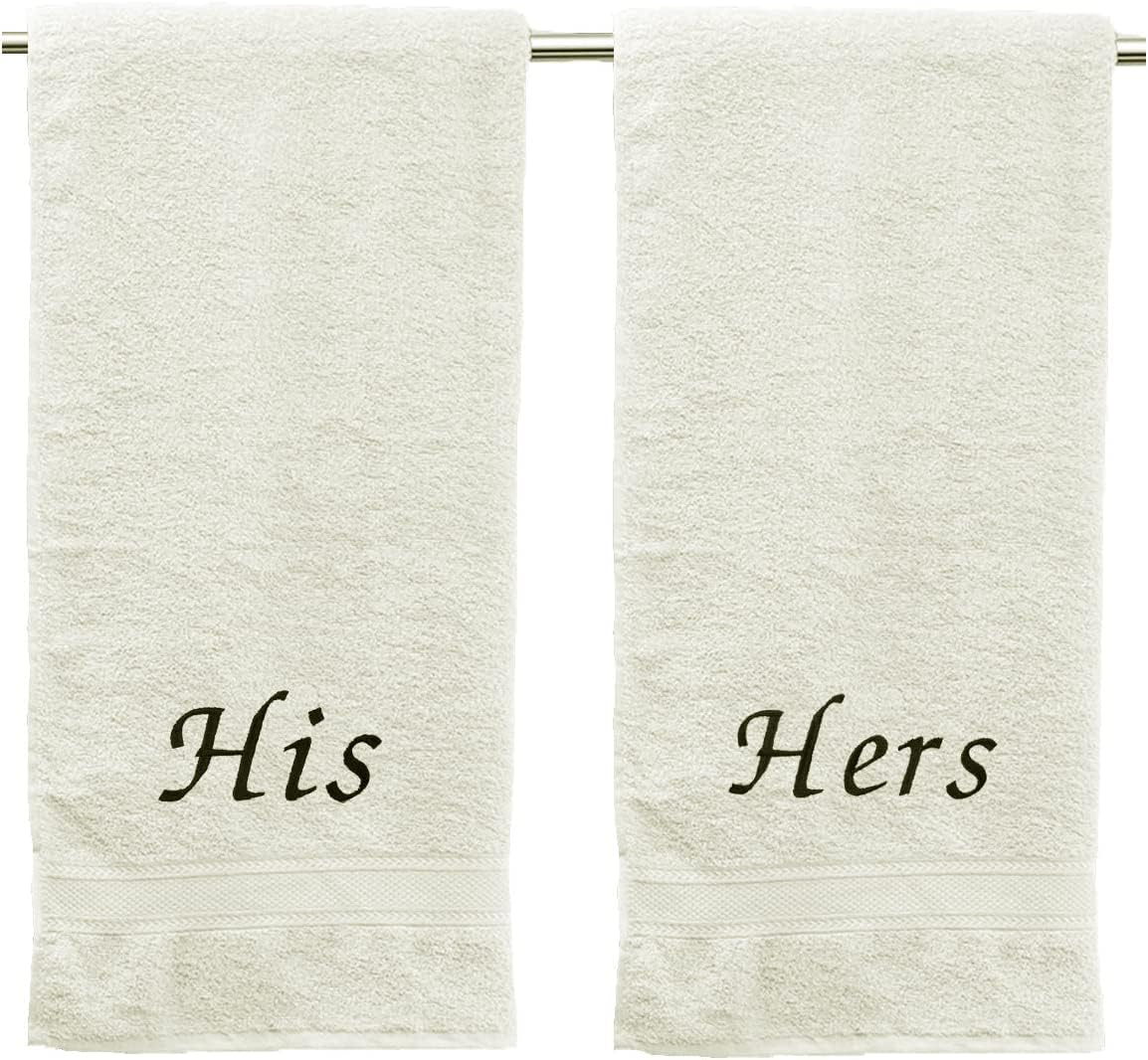Liberty21 His Hers Embroidered Cotton Bath Towels Set 1