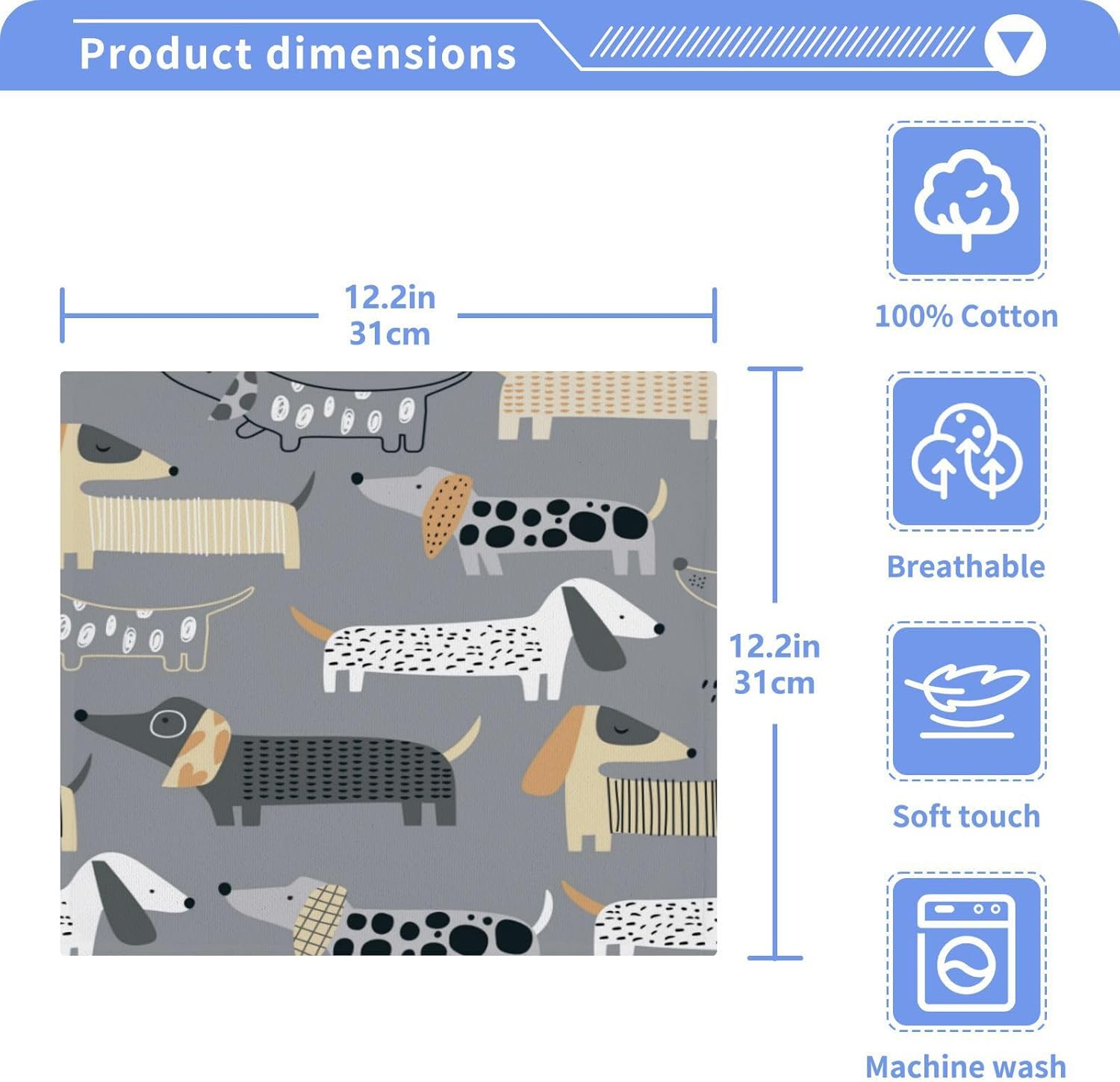 YEGAME Cute Dachshund 2-Pack Washcloth Set