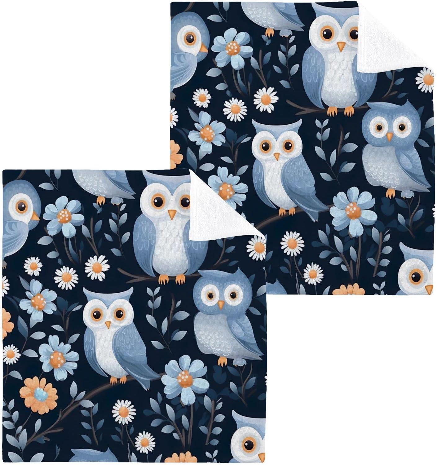 Owl Washcloths Childrens Reusable Face Towels