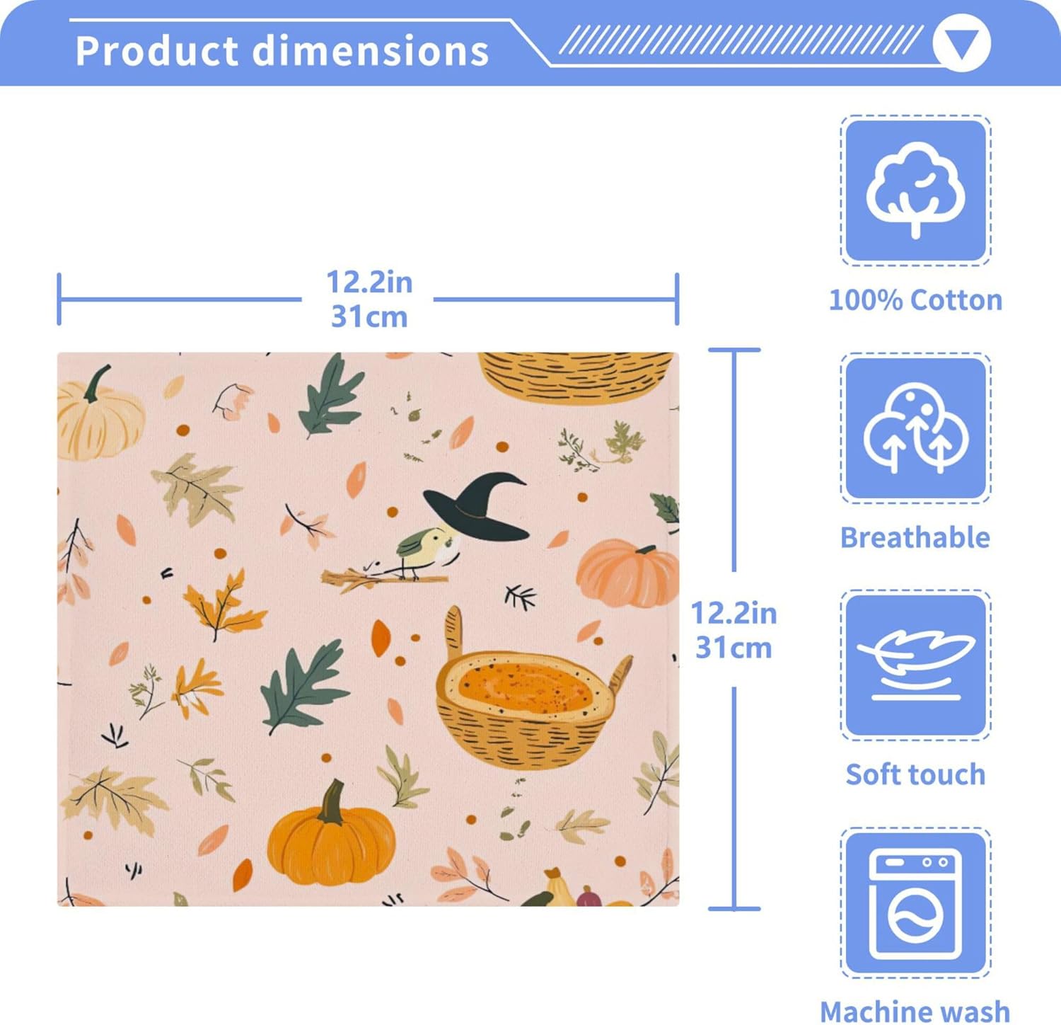 Xigua Autumn Harvest Washcloth Set 12x12