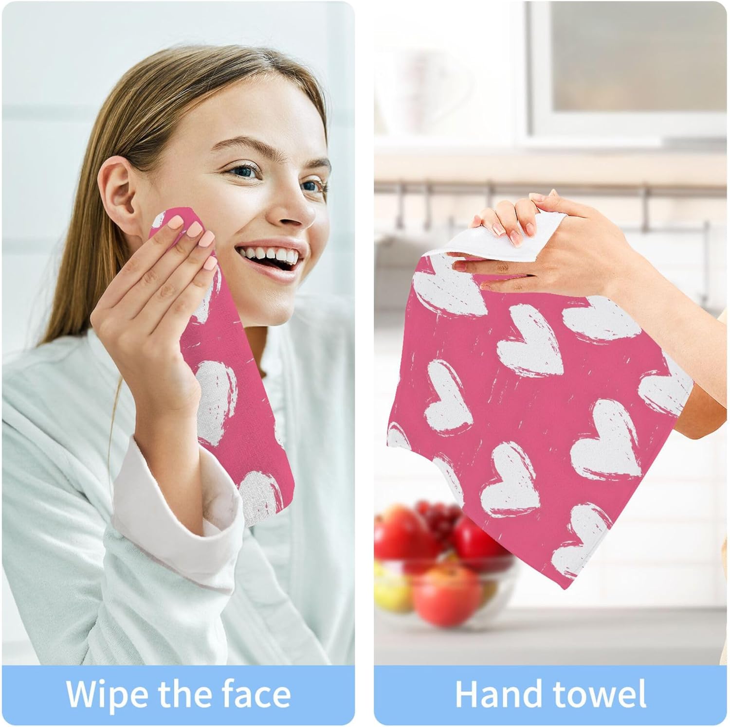 Xigua White Heart Fast Drying Washcloth Set
