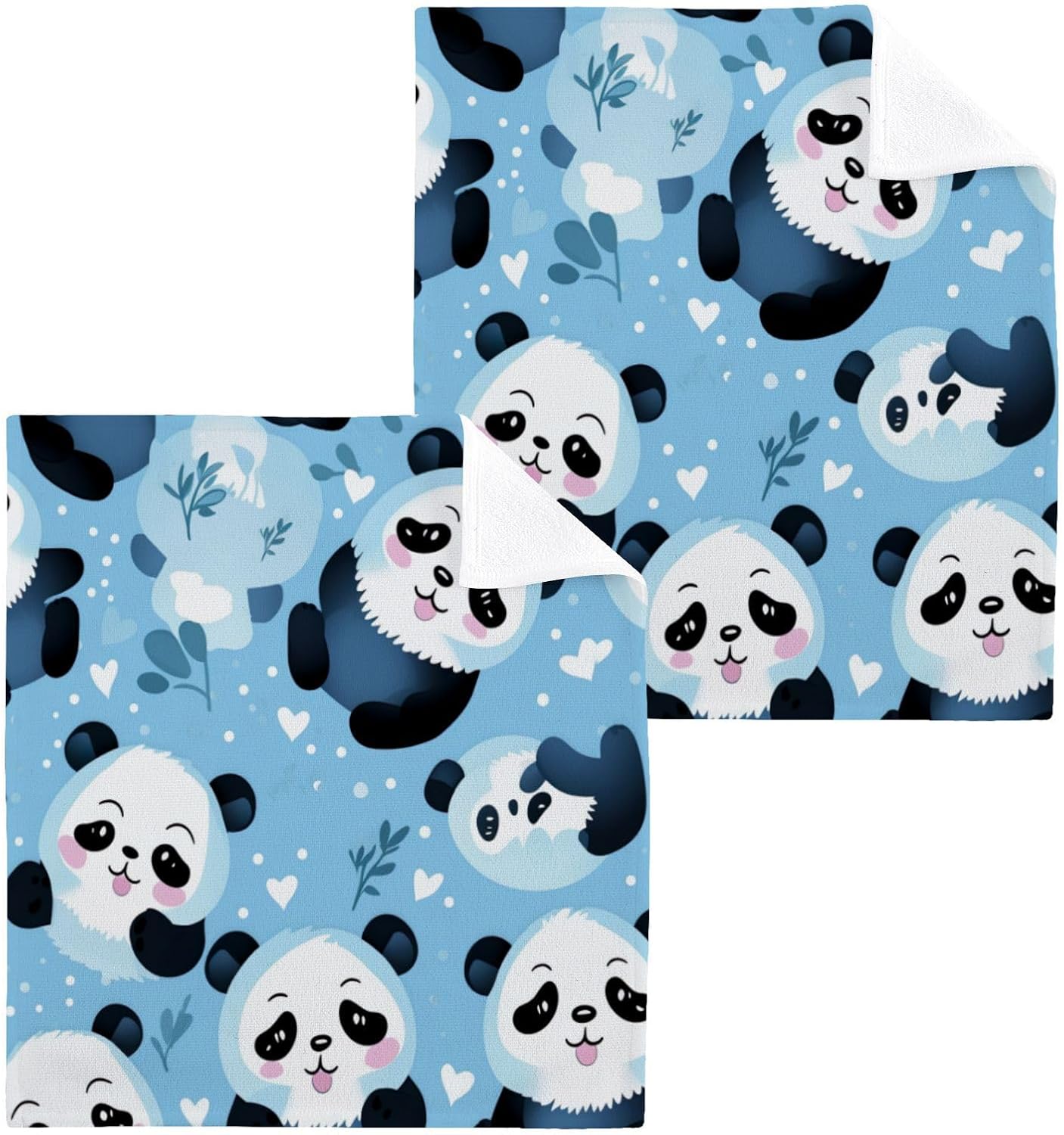 Cute Panda Washcloth 2-Piece Set for Babies Soft Reusable Washable