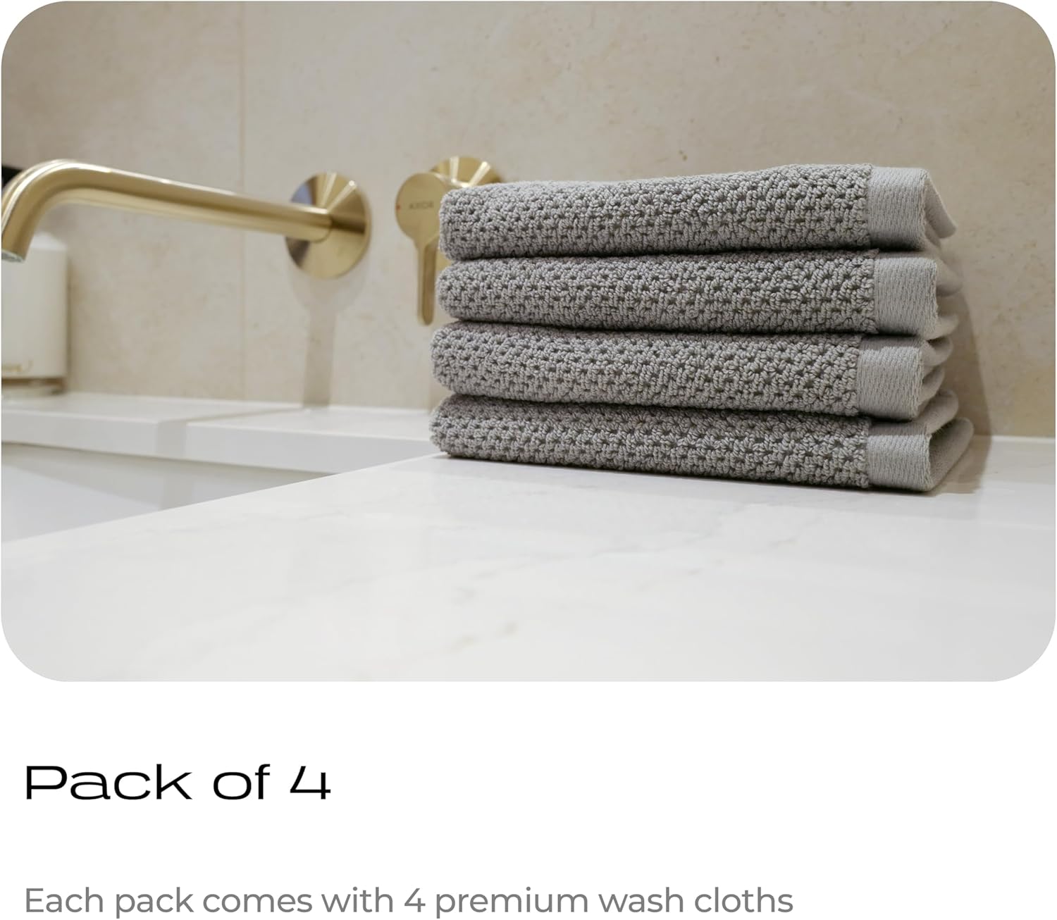 Luxury Face Washcloths Silver Infused 4-Pack