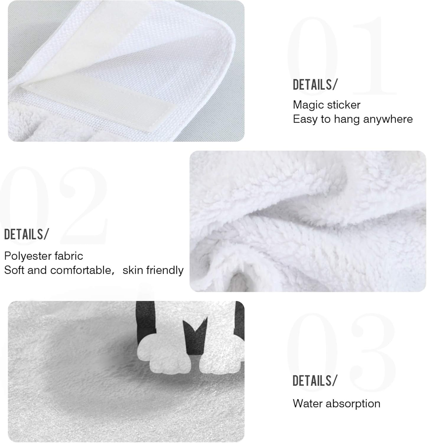 Aslsiy Boston Terrier Hanging Towels Set