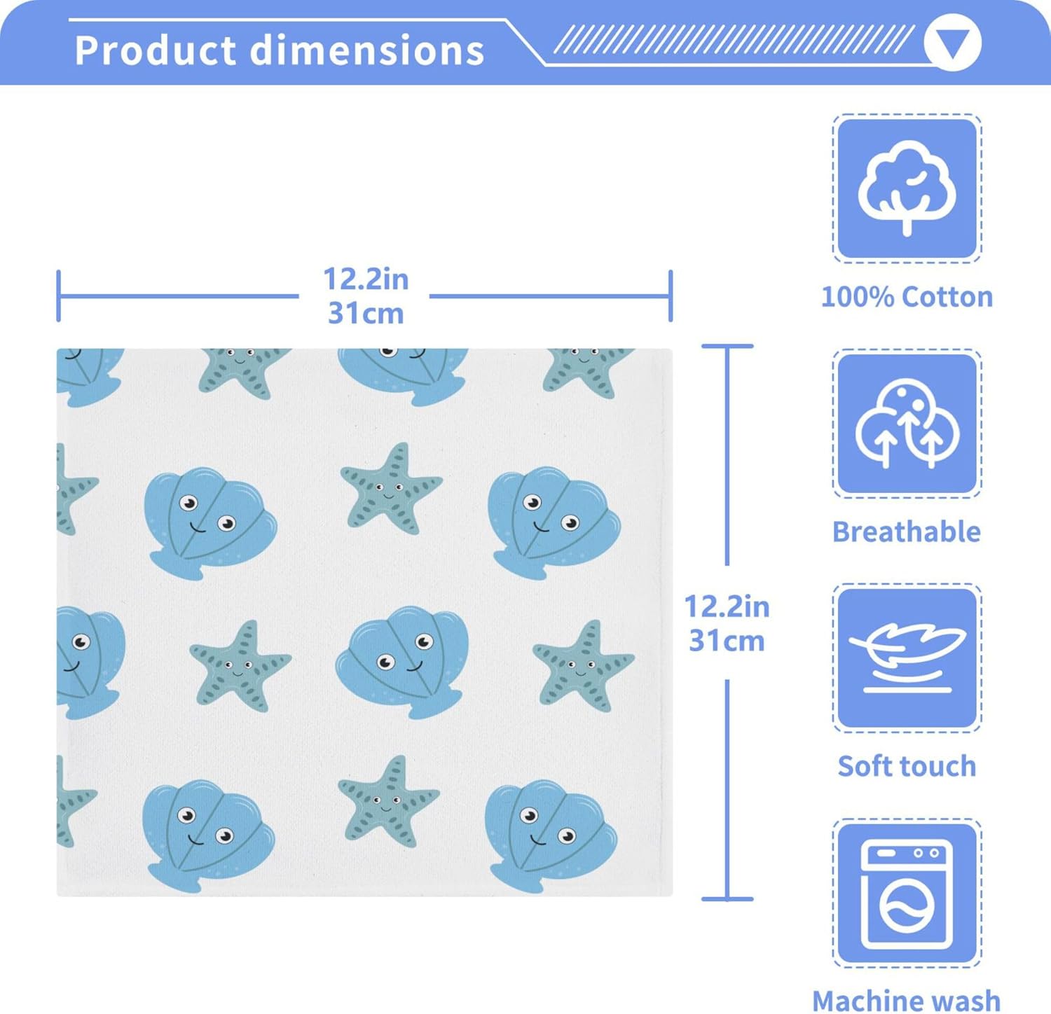 Sturdy Cartoon Seashell Washcloth Set for Bathroom and More