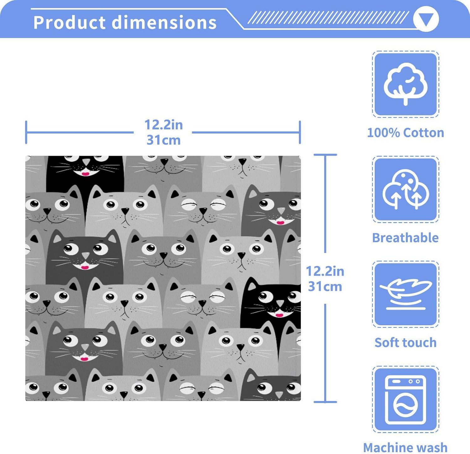 Kigai Cute Cats Washcloth Set Soft Absorbent