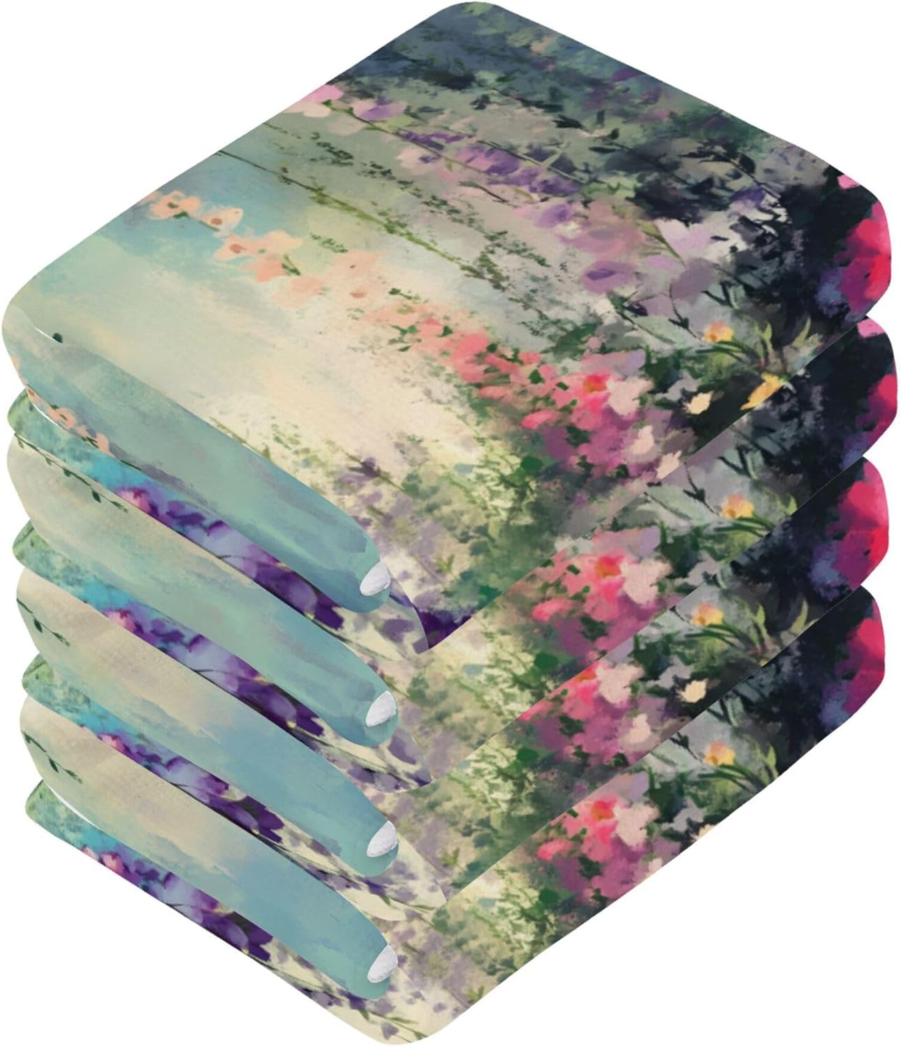 Xigua Vibrant Wildflowers Washcloths Set of 2 12x12 Inch