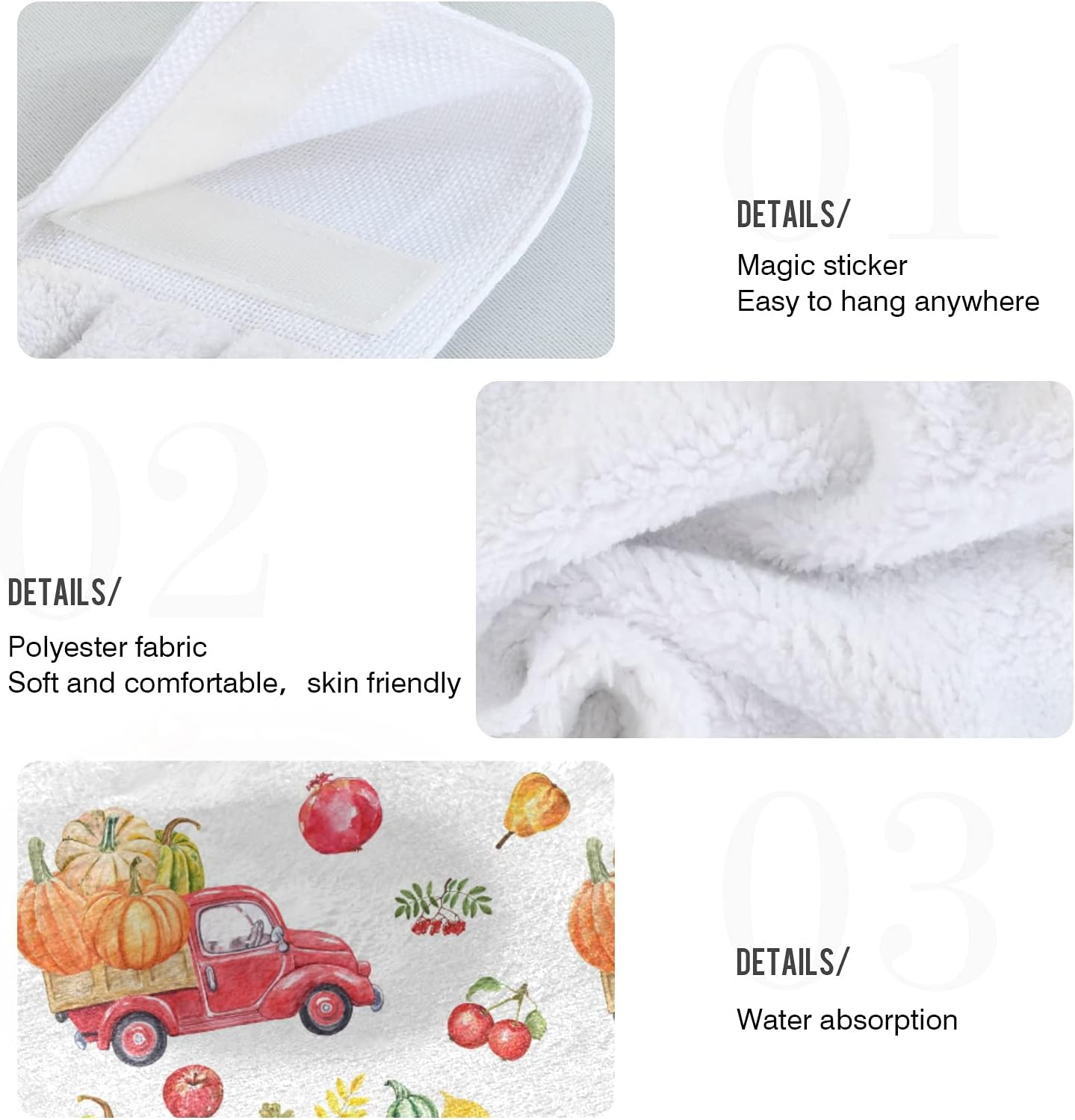 Fall Harvest Red Truck Hand Towels Set of 2
