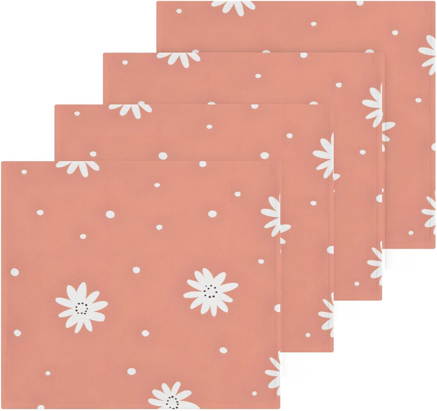 Xigua White Daisy Washcloths Set of 2 12x12 Inch