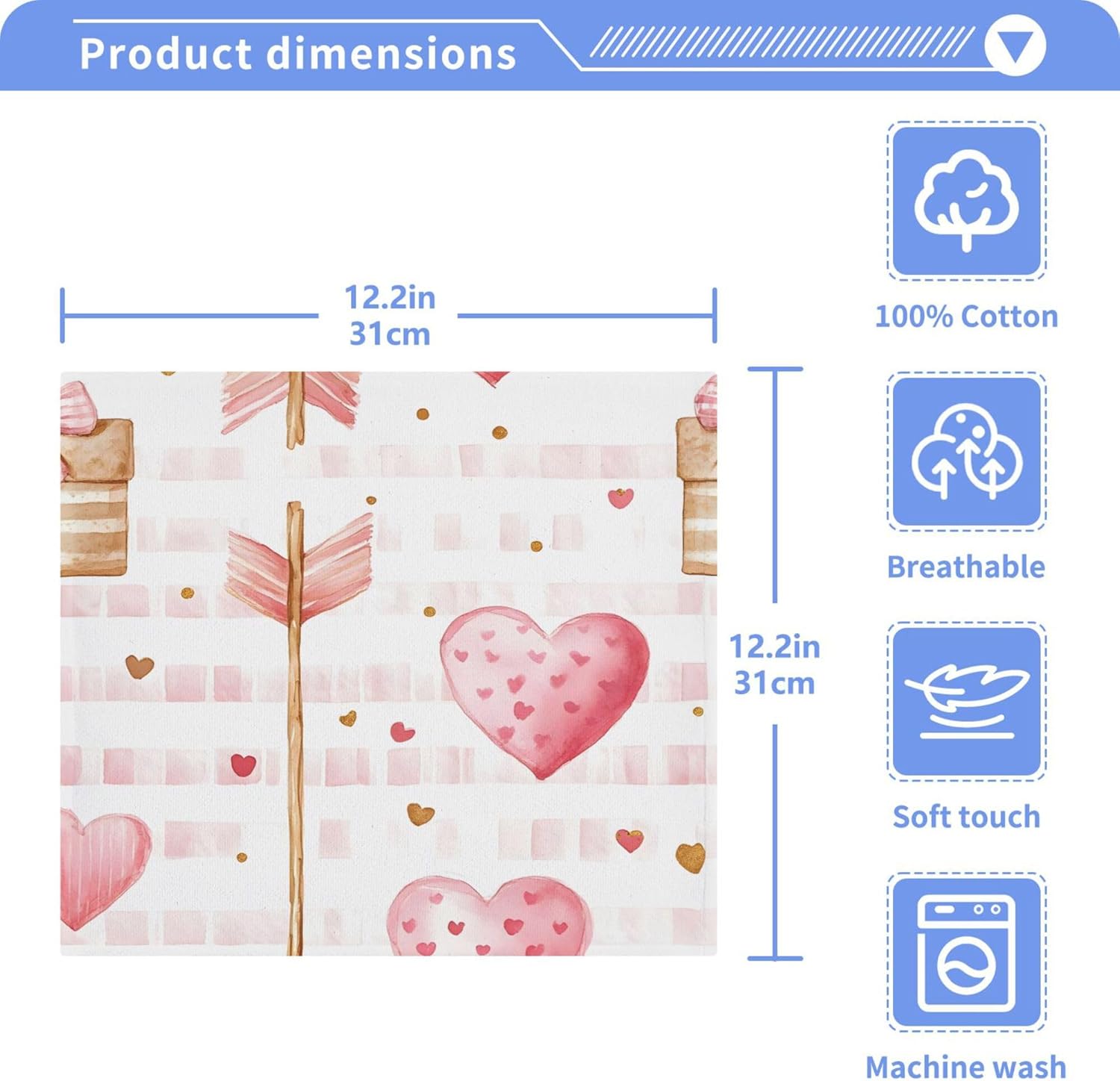 Valentines Day Heart-Shaped Washcloth Set