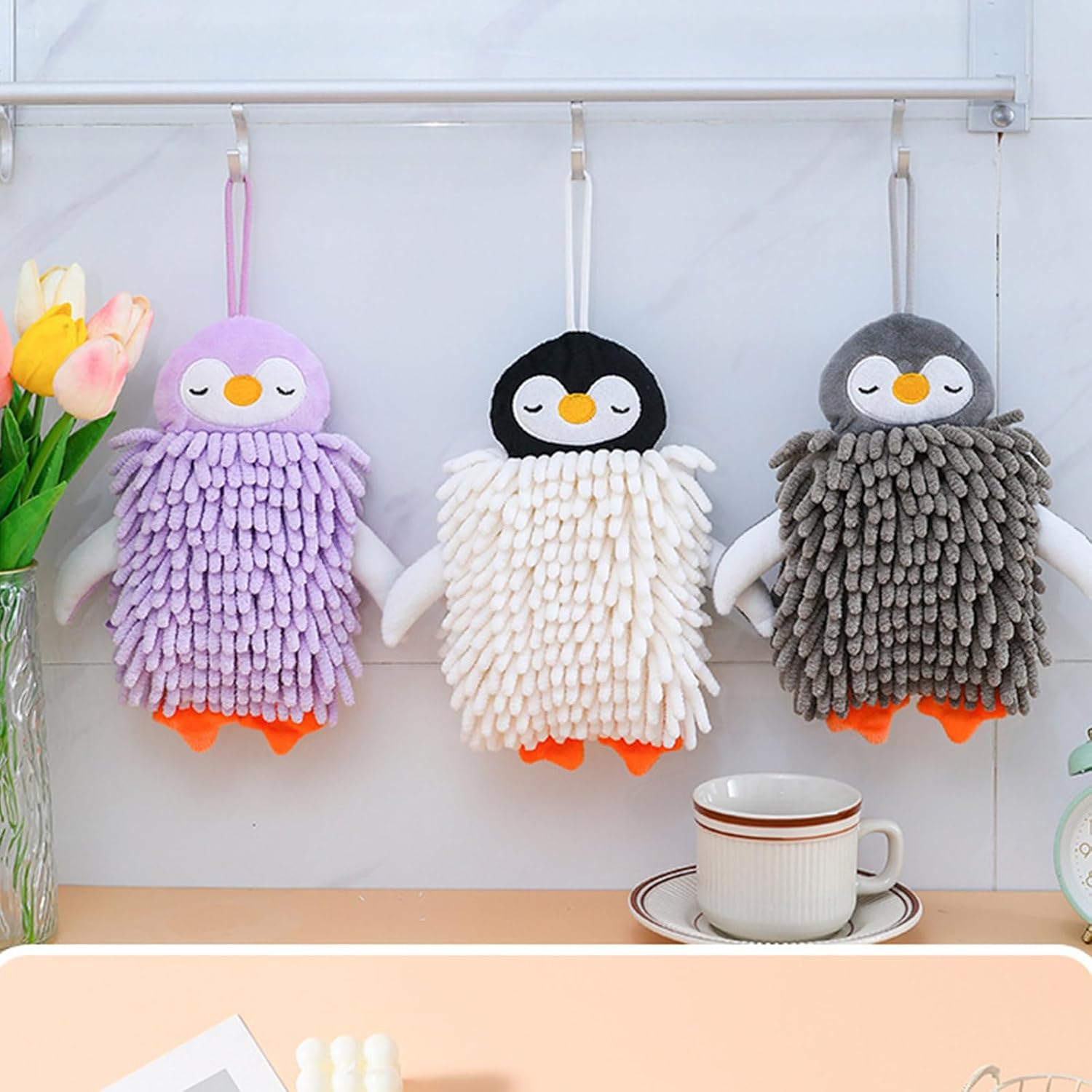Absorbent Microfiber Cartoon Hand Towel for Home Use