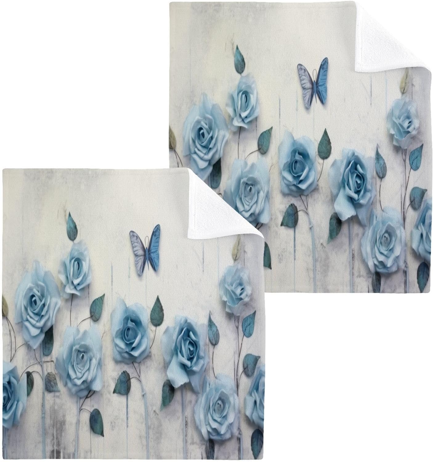Blue Rose Washcloth Set for Washable Reusable Baby Face Towels