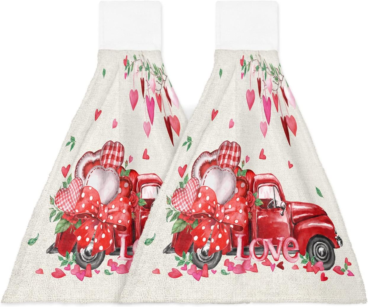 Valentines Day Heart Plaid Hand Tie Towels Set