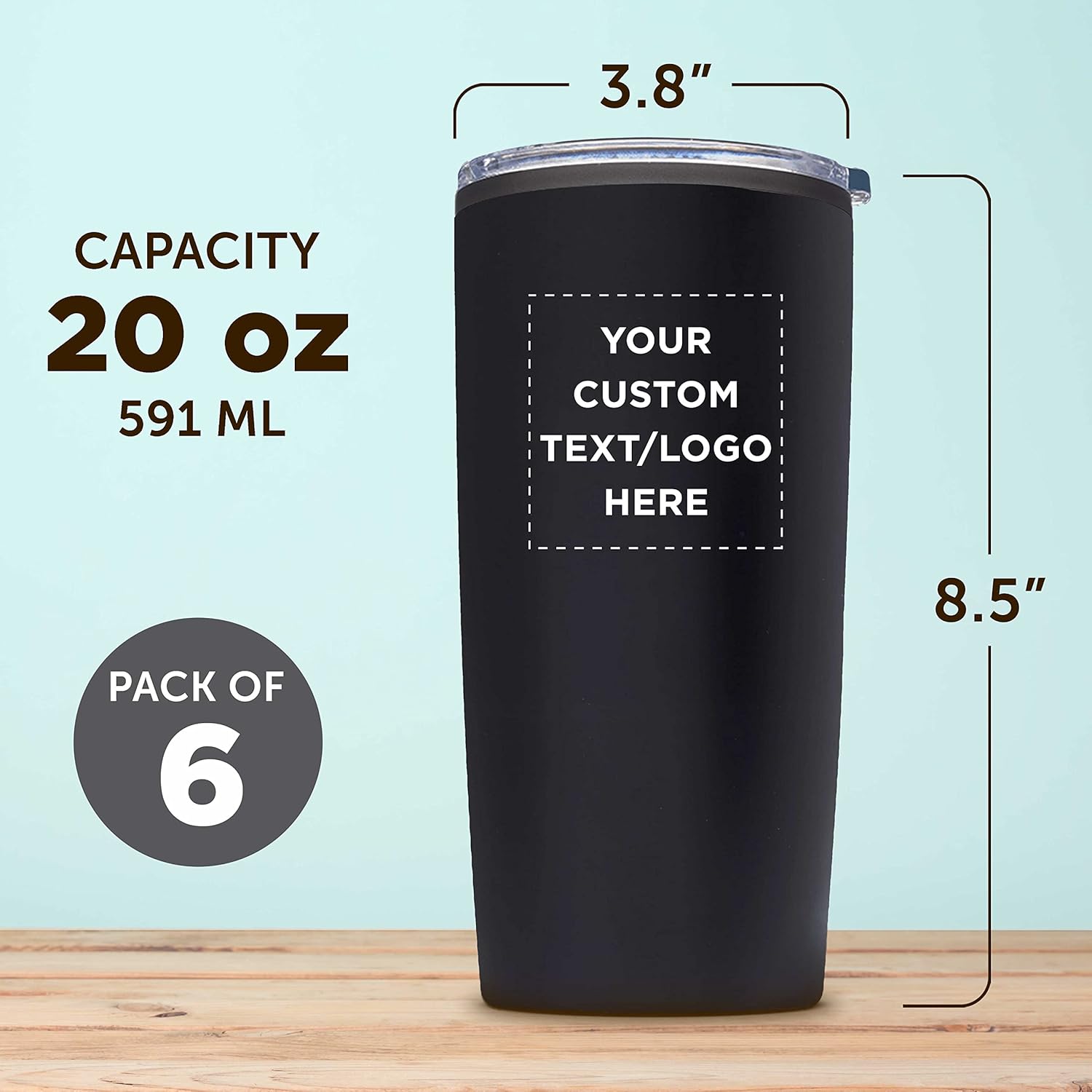 Custom Plastic Tumblers with Lid Insulated Set of 6