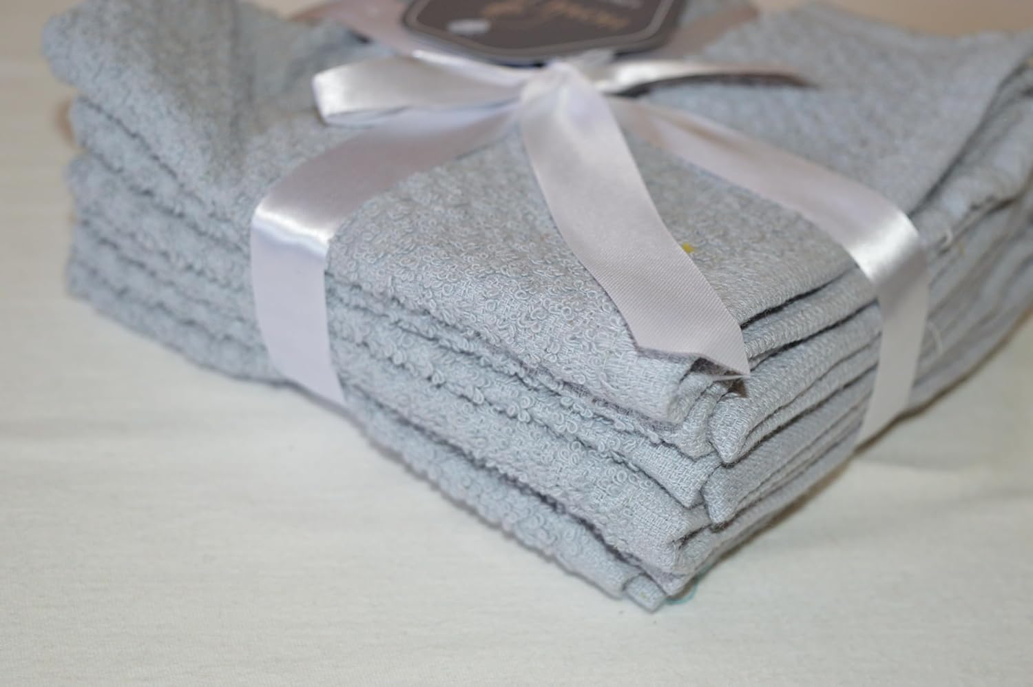 100 Cotton Washcloth Set of 6 12x12 inches Compact gray