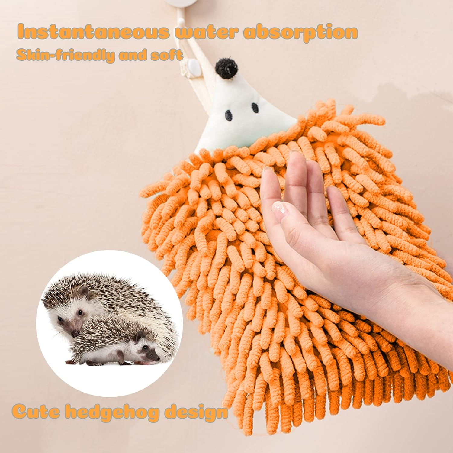 Chenille Hand Towels with Button Loop 2 Packs