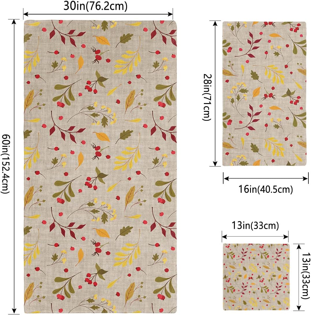 3-Piece Autumn Leaves and Berry Bath Towels Set