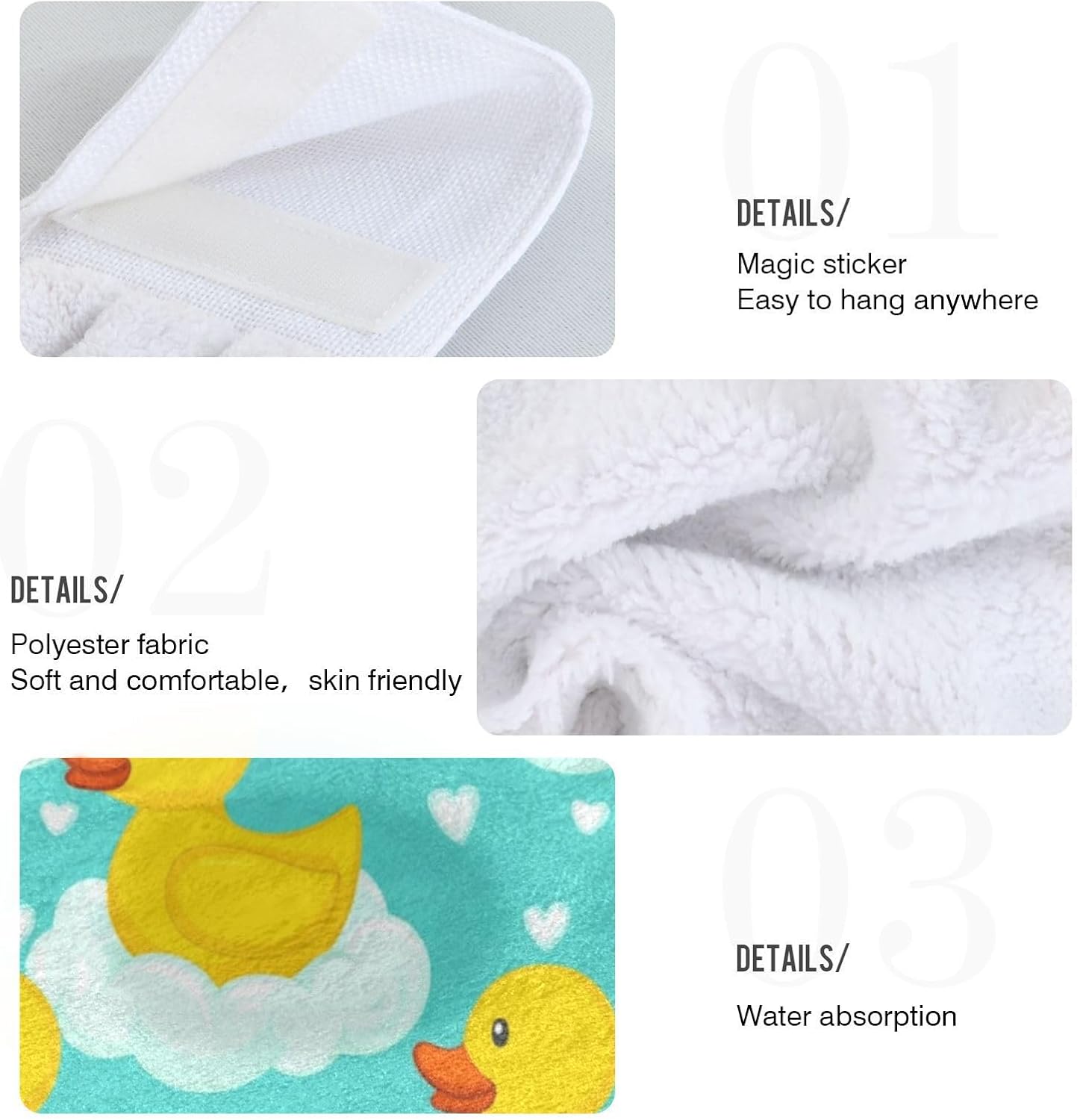 Cute Yellow Ducks Hand Towel Set of 2 with Hanging Loop