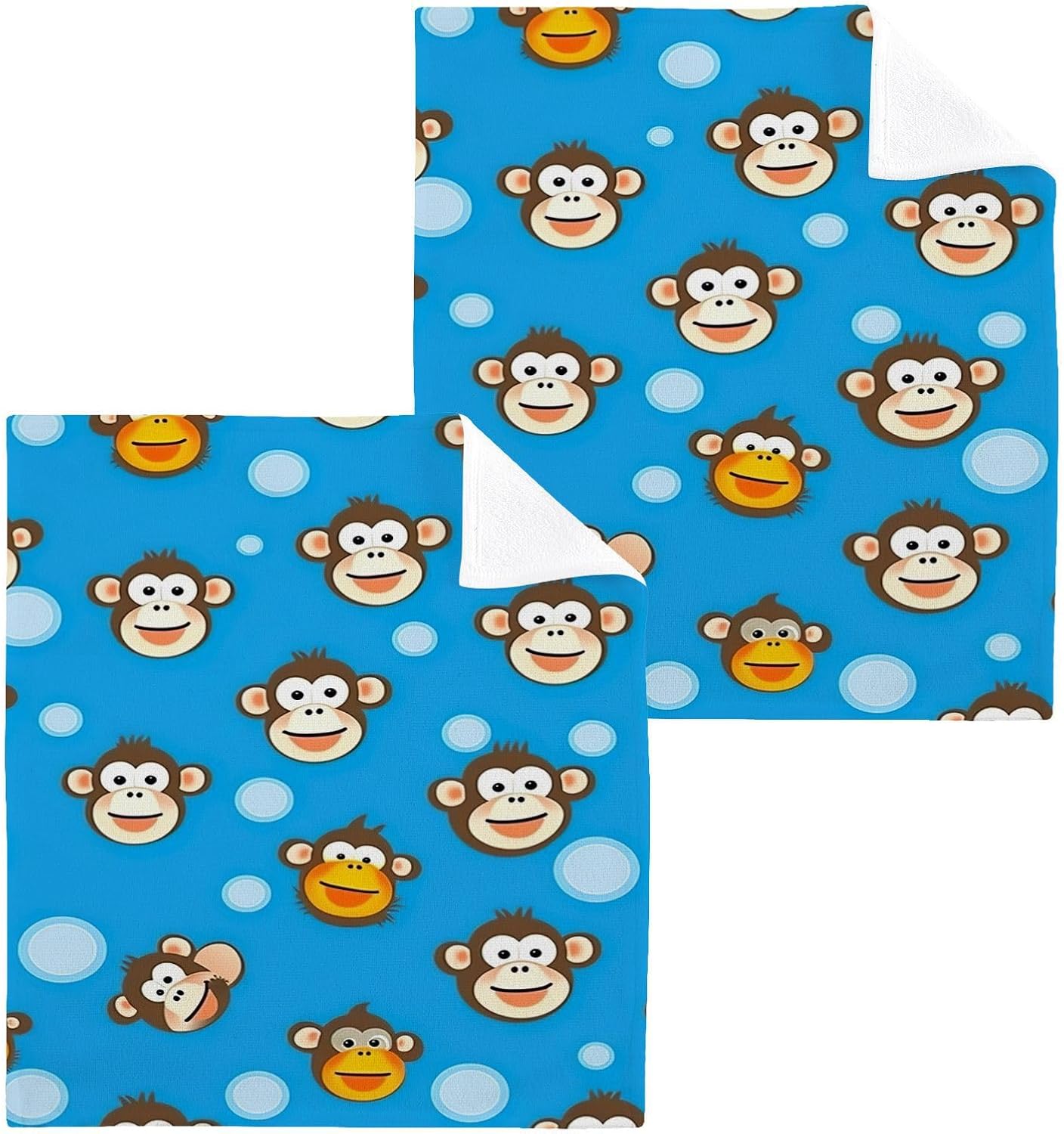 Eco-Bright Cartoon Monkey Washcloth 2-Pack