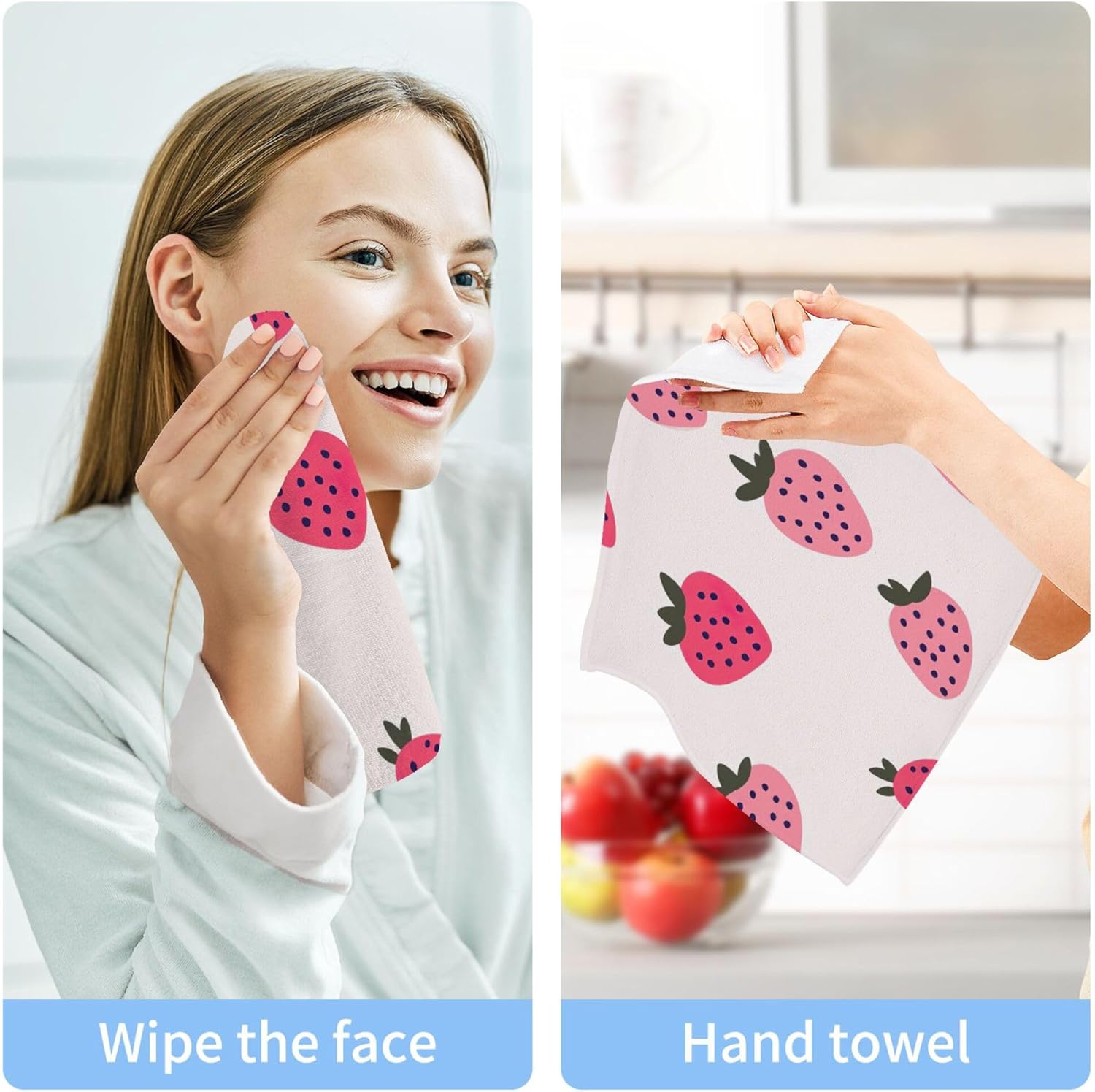 Cute Strawberry Washcloth Set for Fast-Drying Multi-Purpose Towels