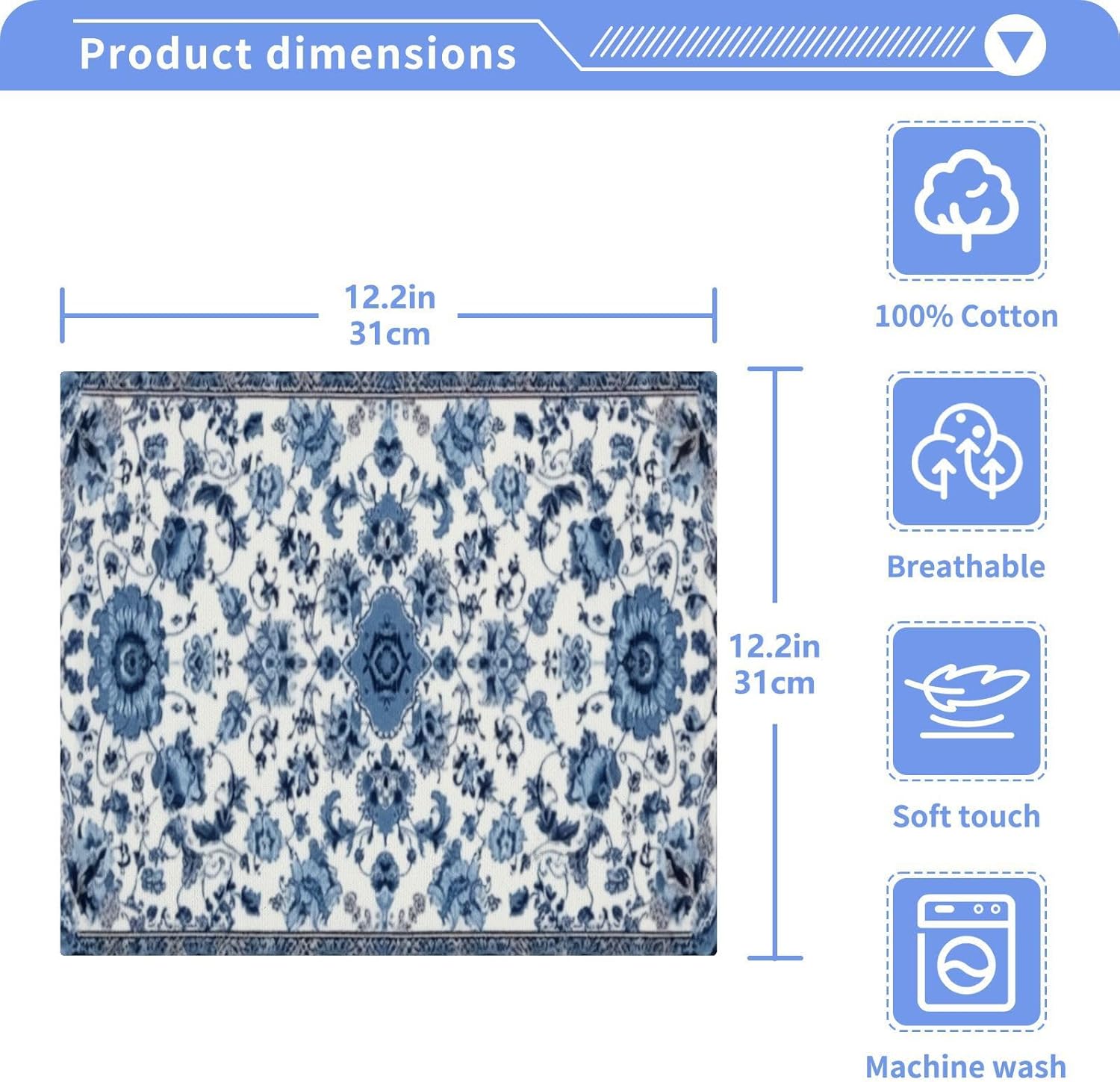 YETTASBIN Blue Texture Washcloths 2 Pack