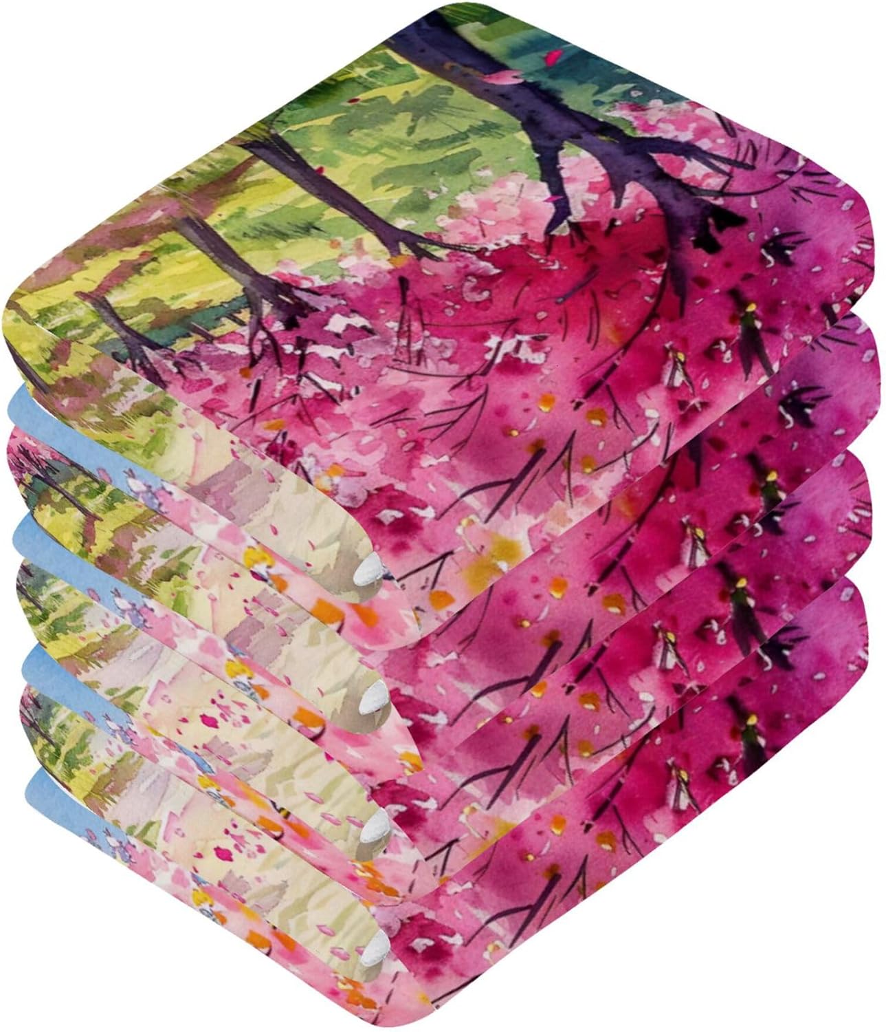 Xigua Peach Tree Washcloth Set 12x12 inch Fast Drying