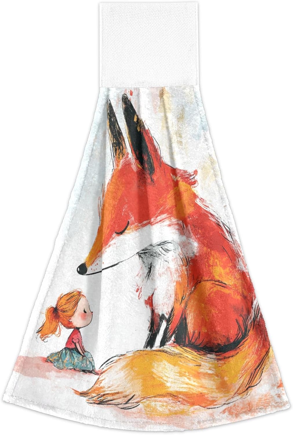 Chubby Fox Hand Towels with Hook Loop for Kids