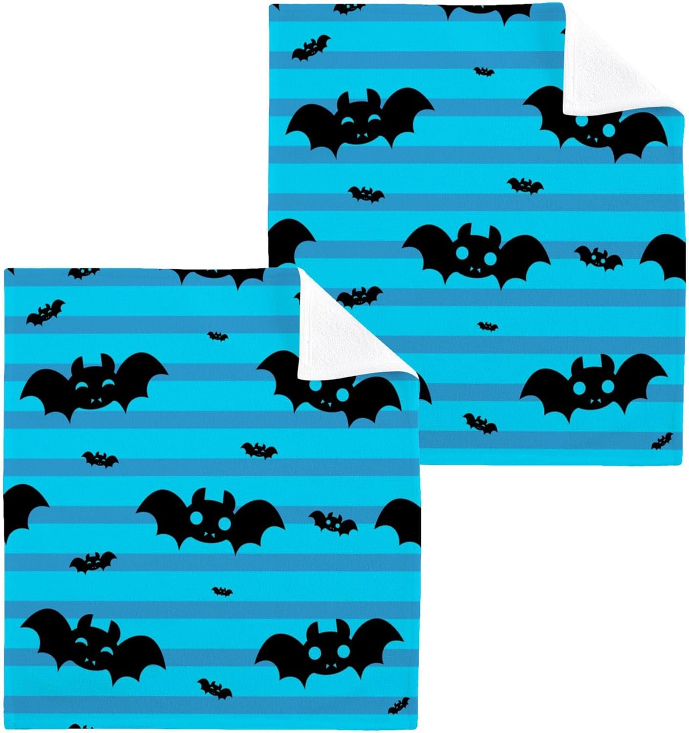 Cute Halloween Bat Washcloth Set - 12 x 12 Inch