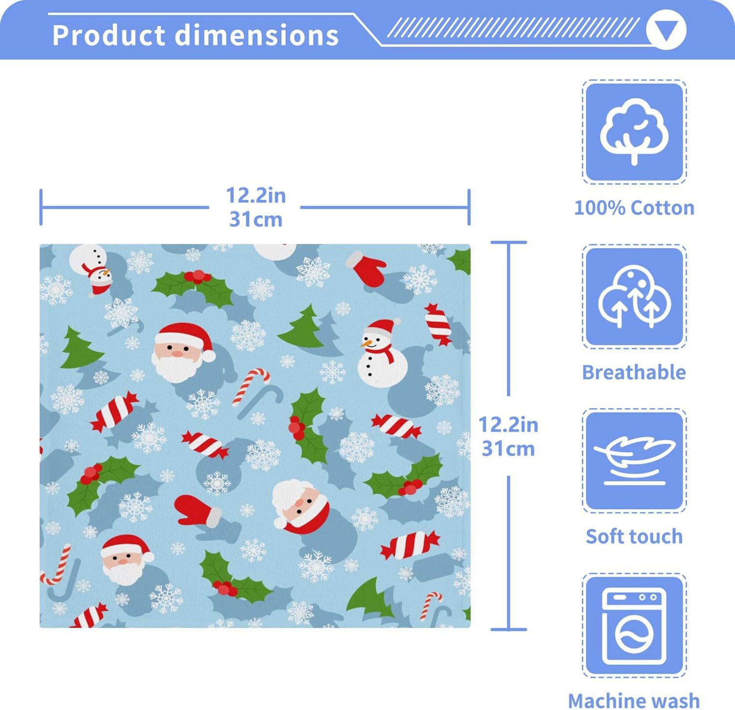 Stylish Christmas Santa Washcloth Set - Eco-Friendly Fast Dry Multi-Purpose Towels