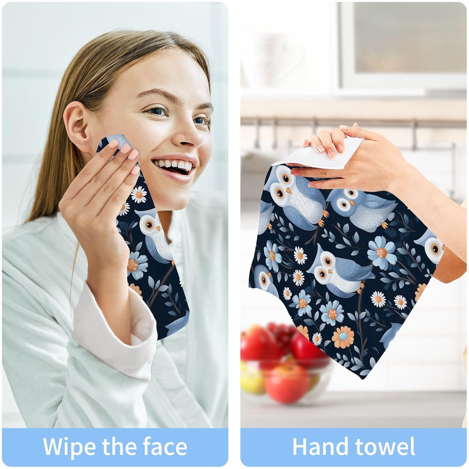 Owl Washcloths Childrens Reusable Face Towels