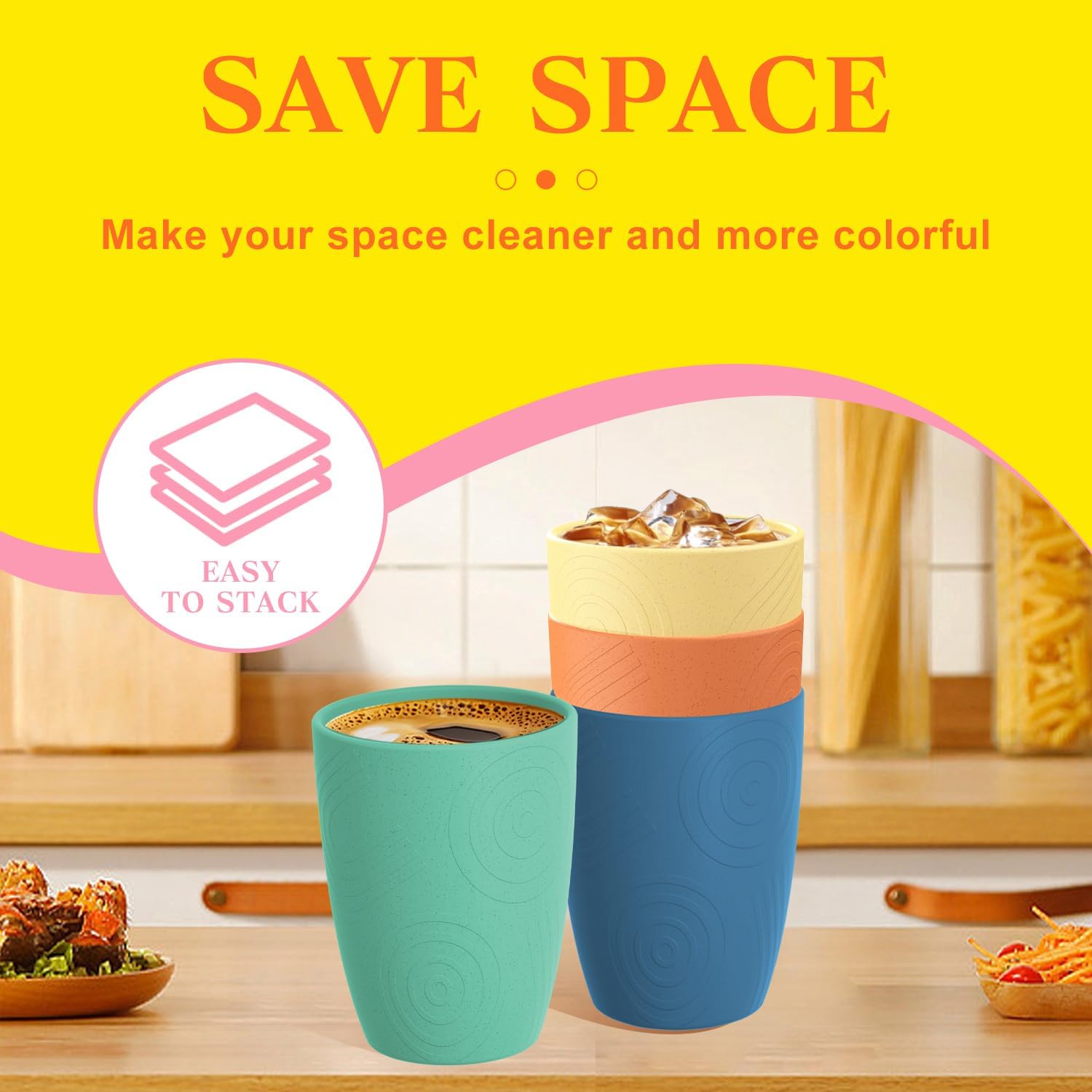 Homienly 12oz wheat straw cups Premium drinking cups stackable safe