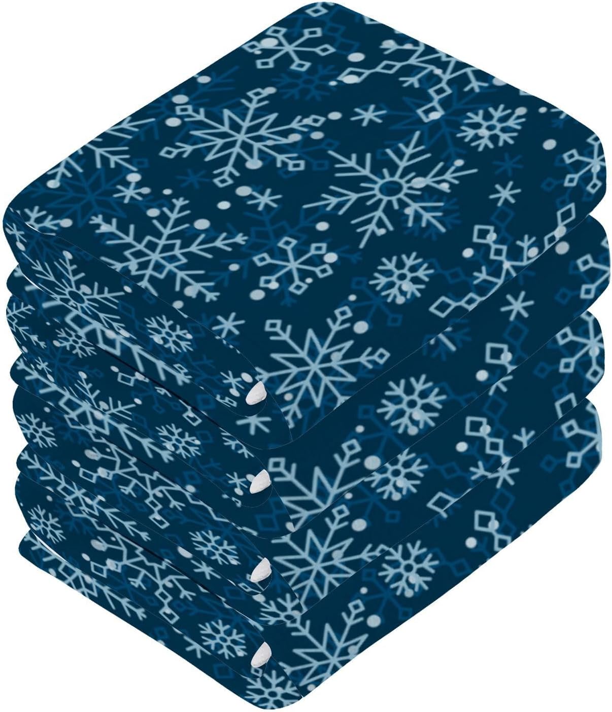 Blue Snowflake Washcloth 2-Pack Soft Absorbent Cotton Baby Face Towels