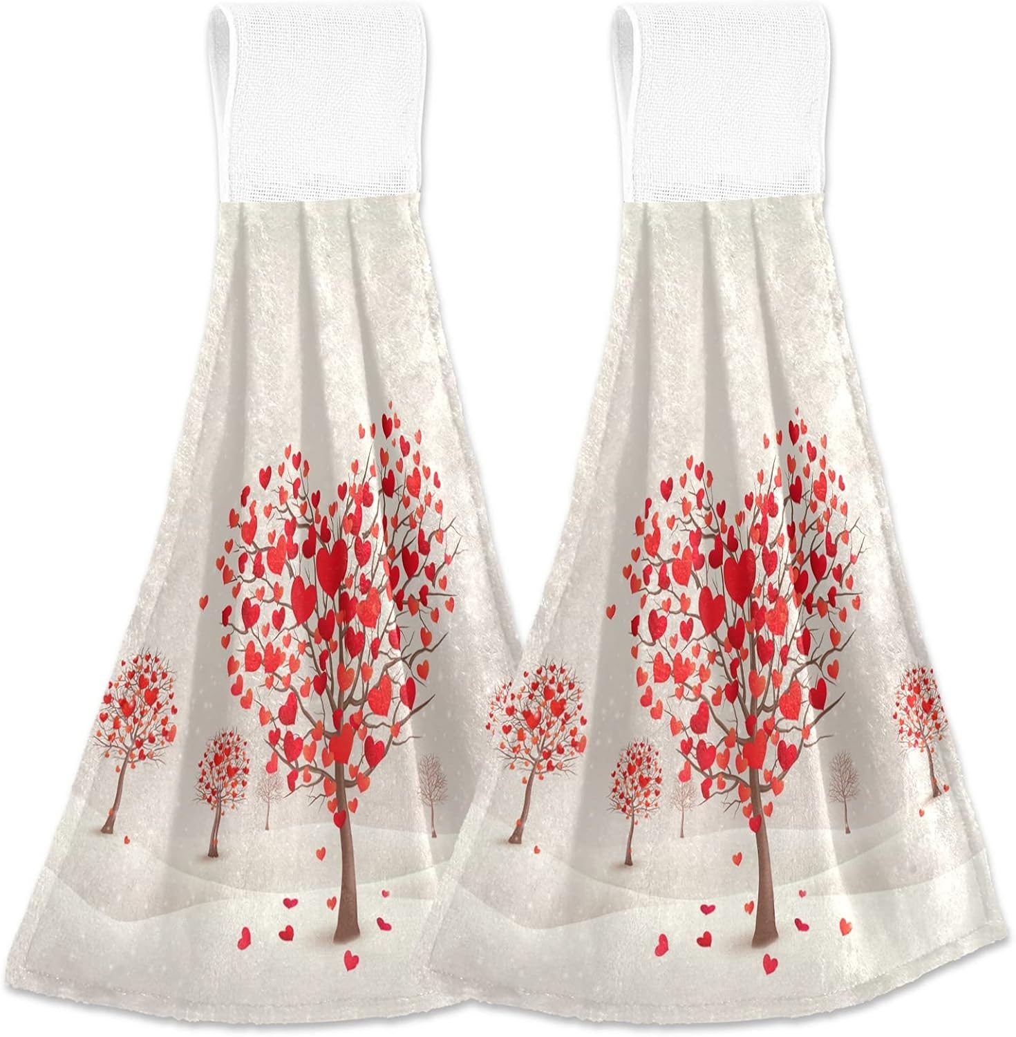 Valentines Heart Shaped Tree Towels 2-Piece Handle