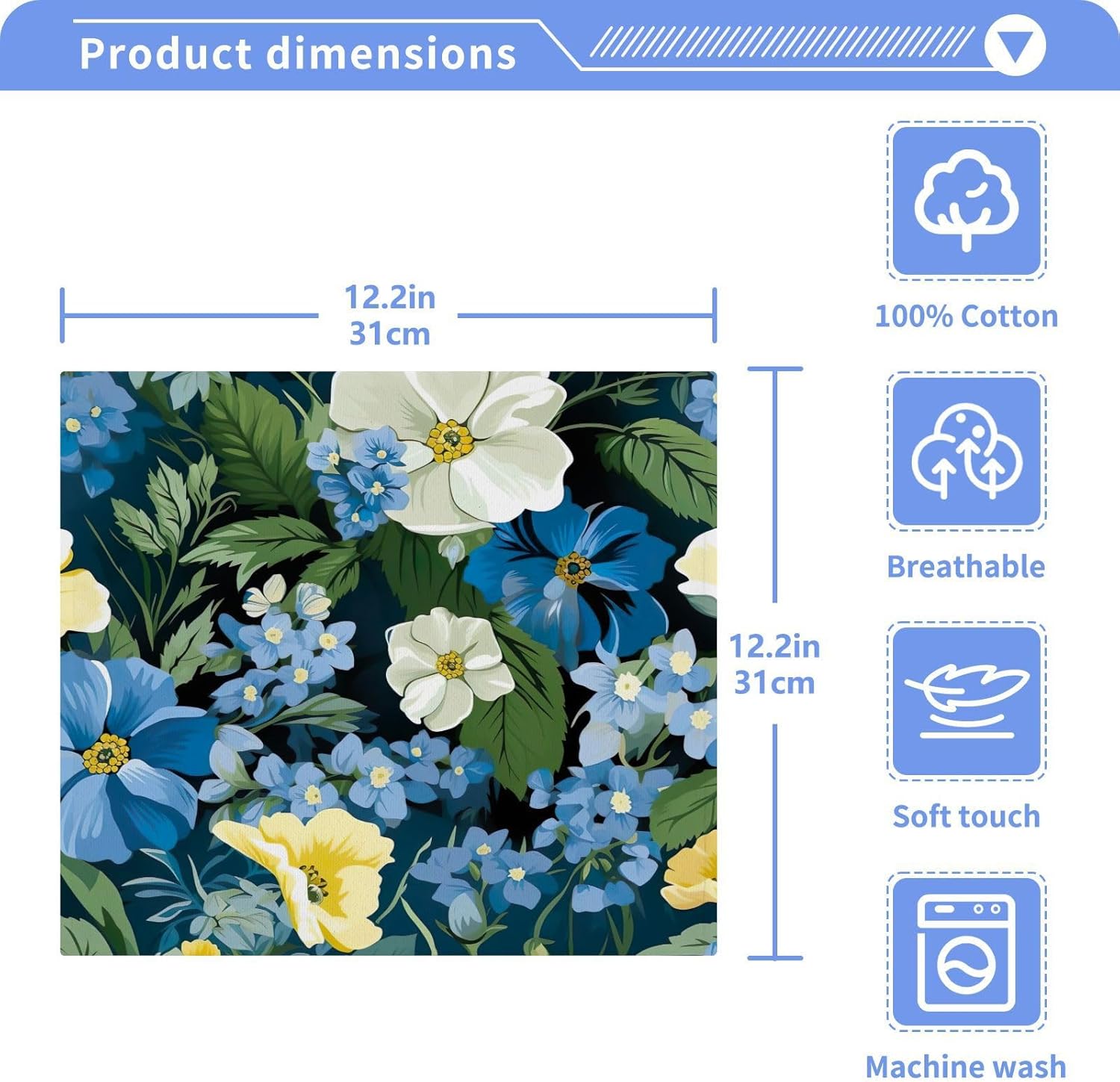 Floral Beauty Washcloth Set Soft Absorbent 12x12