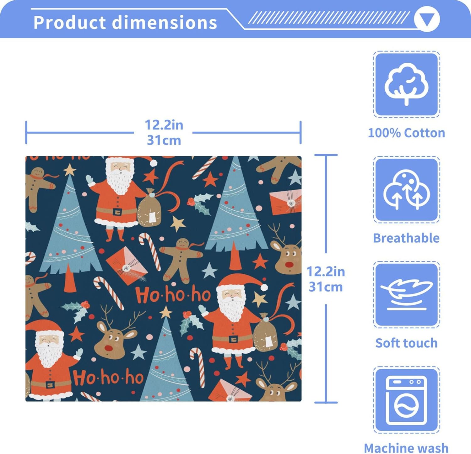 Xigua Christmas Santa Washcloth Set - Perfect for Bath Kitchen and Travel